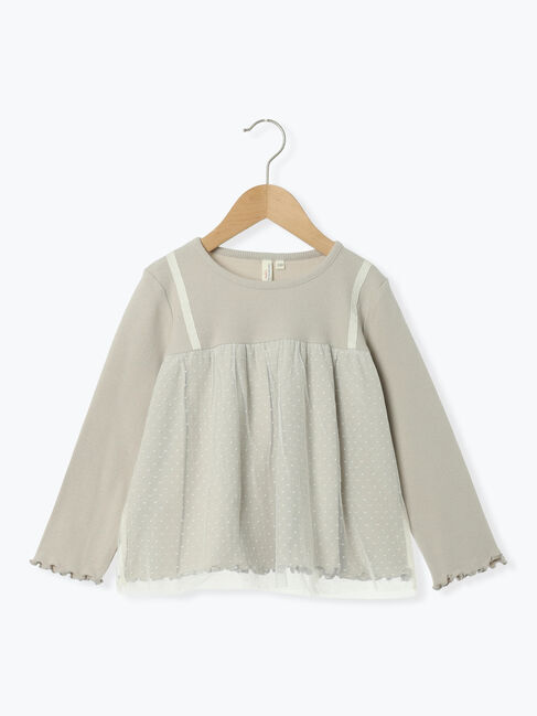 Samansa Mos2 Lagom「チュールドッキングカットソー」|Tシャツ・カットソー|グレー