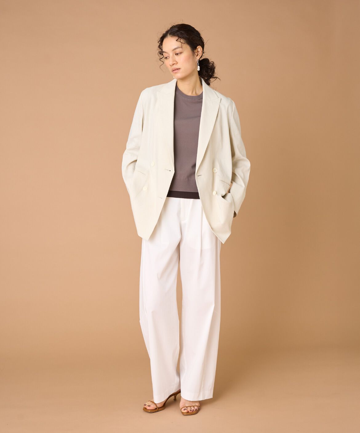 INED「クルーネック5分袖ニット」|ニット・セーター|