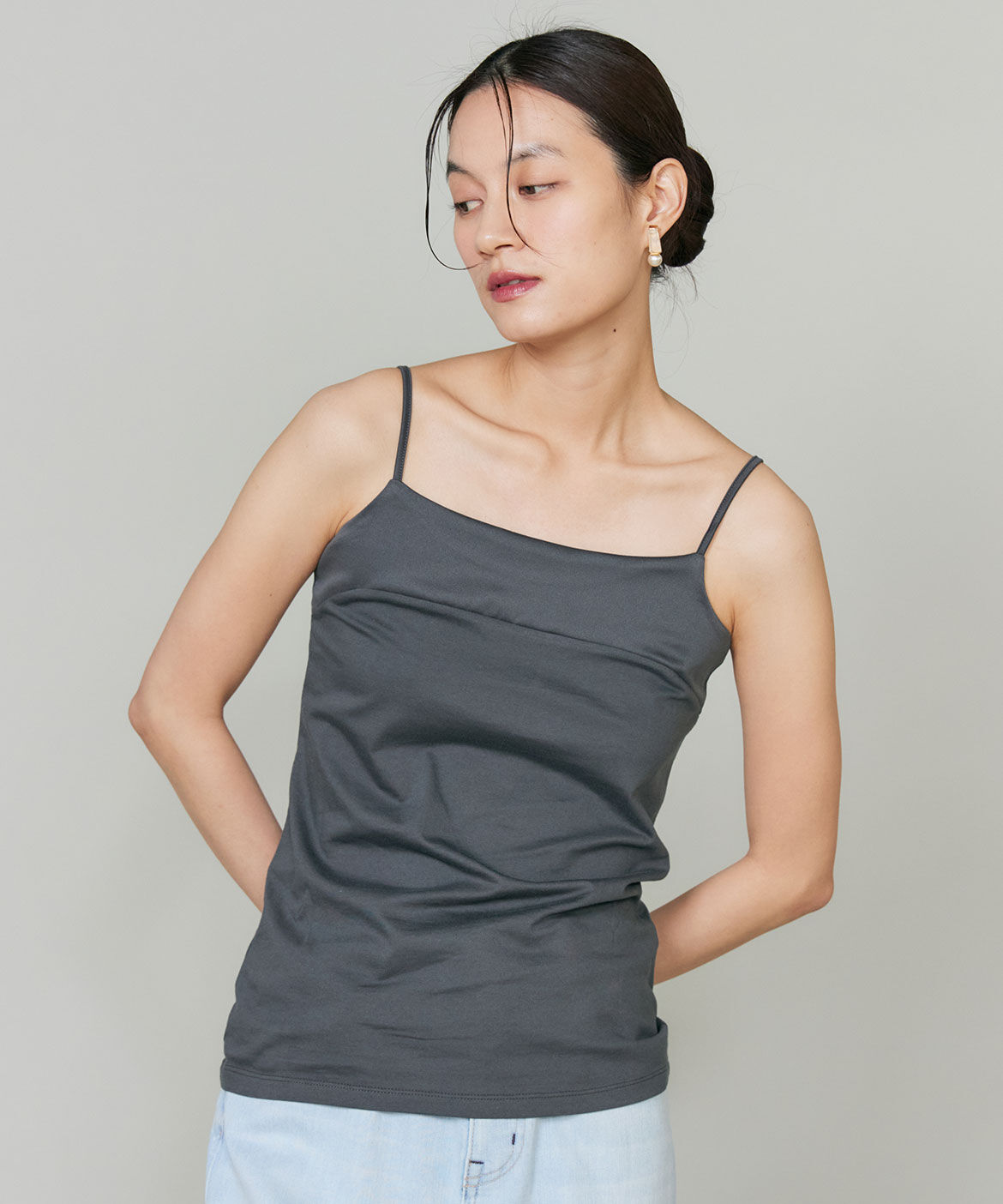 INED「ｽﾋﾞﾝMIXｺｯﾄﾝｻﾃﾝ切り替えｷｬﾐｿｰﾙ《ｽﾋﾞﾝ綿MIX天竺/A-GIRL」|キャミソール|