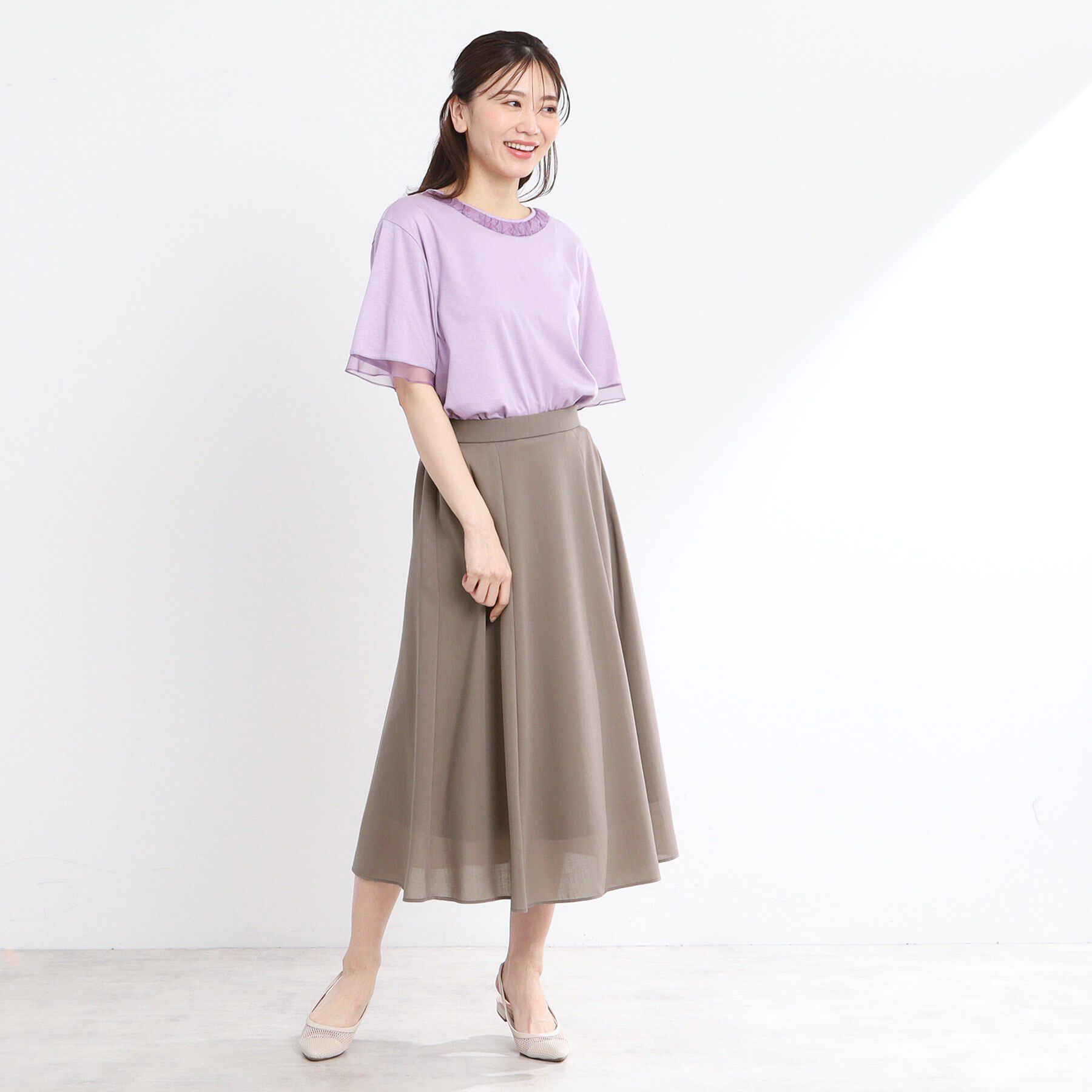 Reflect「【マシンウォッシュ可／ウエスト総ゴム／セットアップ可】エアリーロングスカート」|スカート|