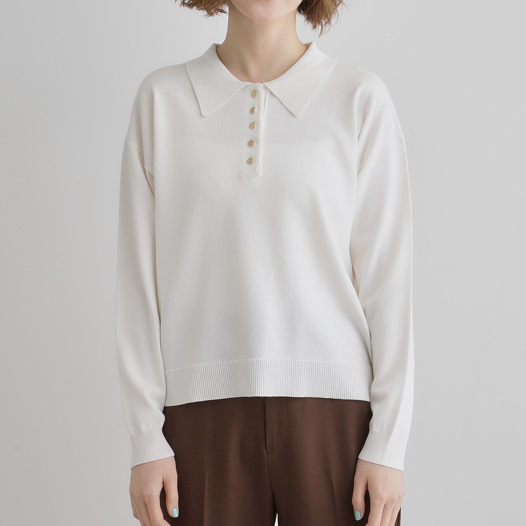 grove「配色ポロニットプルオーバー」|ニット・セーター|