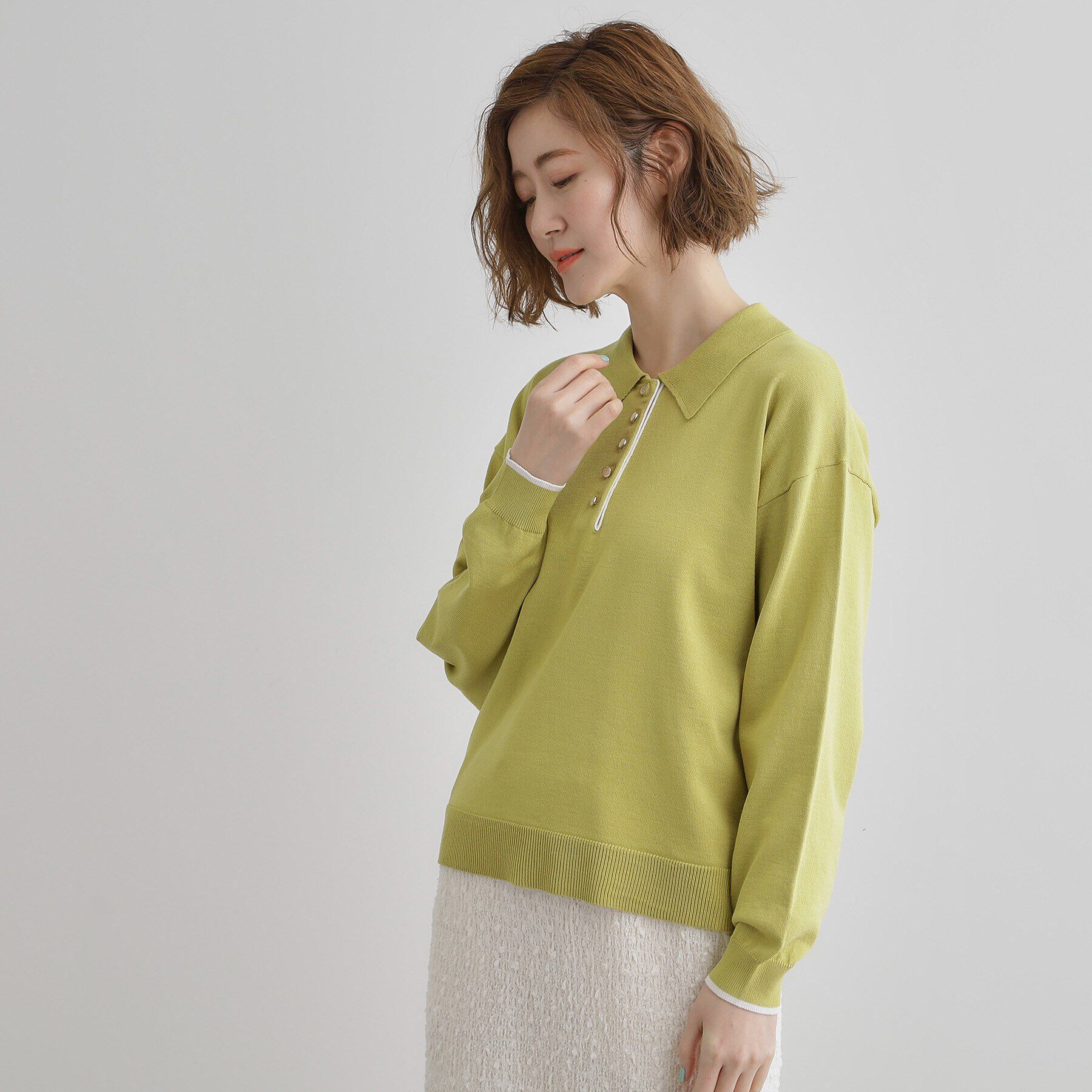 grove「配色ポロニットプルオーバー」|ニット・セーター|