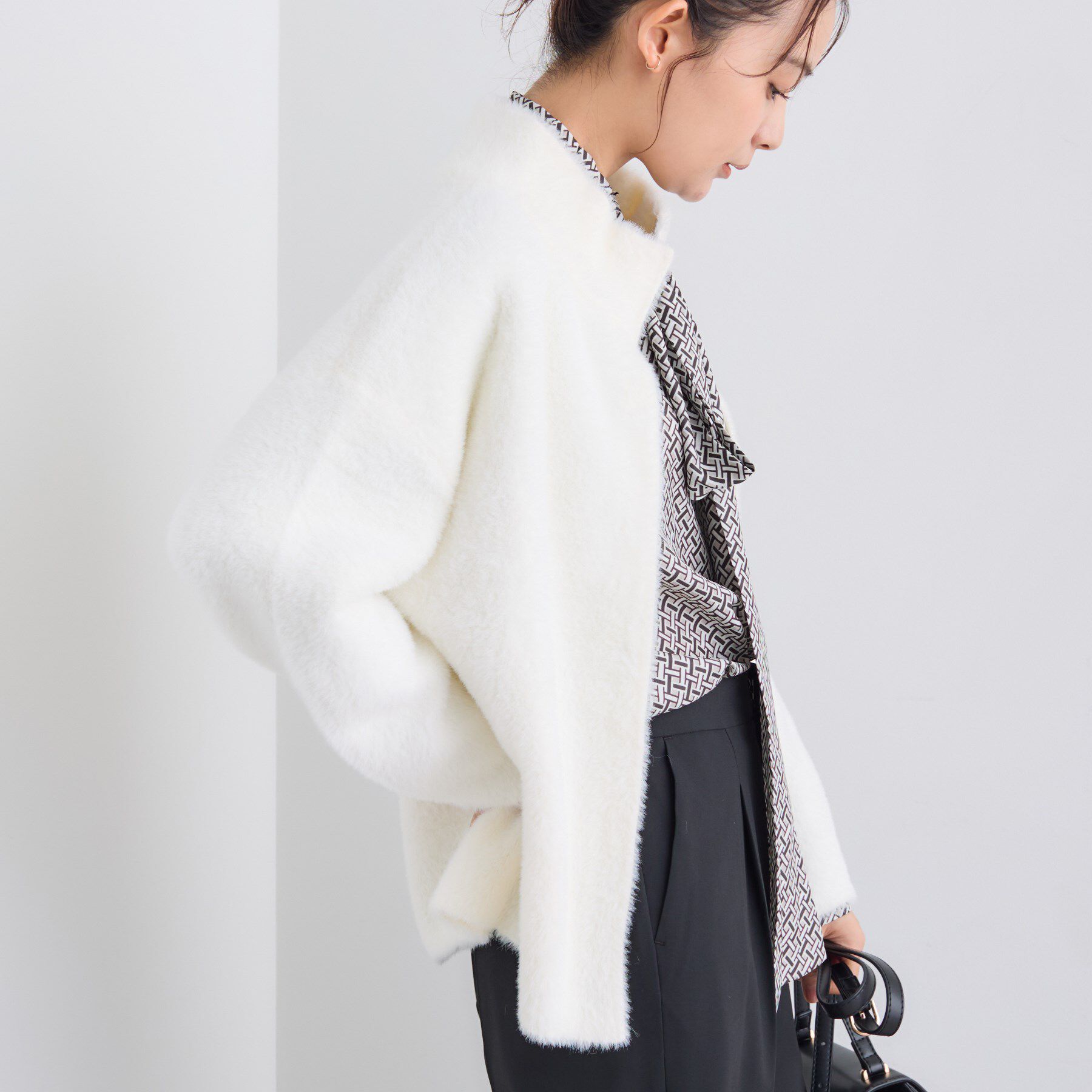 INDIVI「スタンドネック シャギーモールニット」|ニット・セーター|