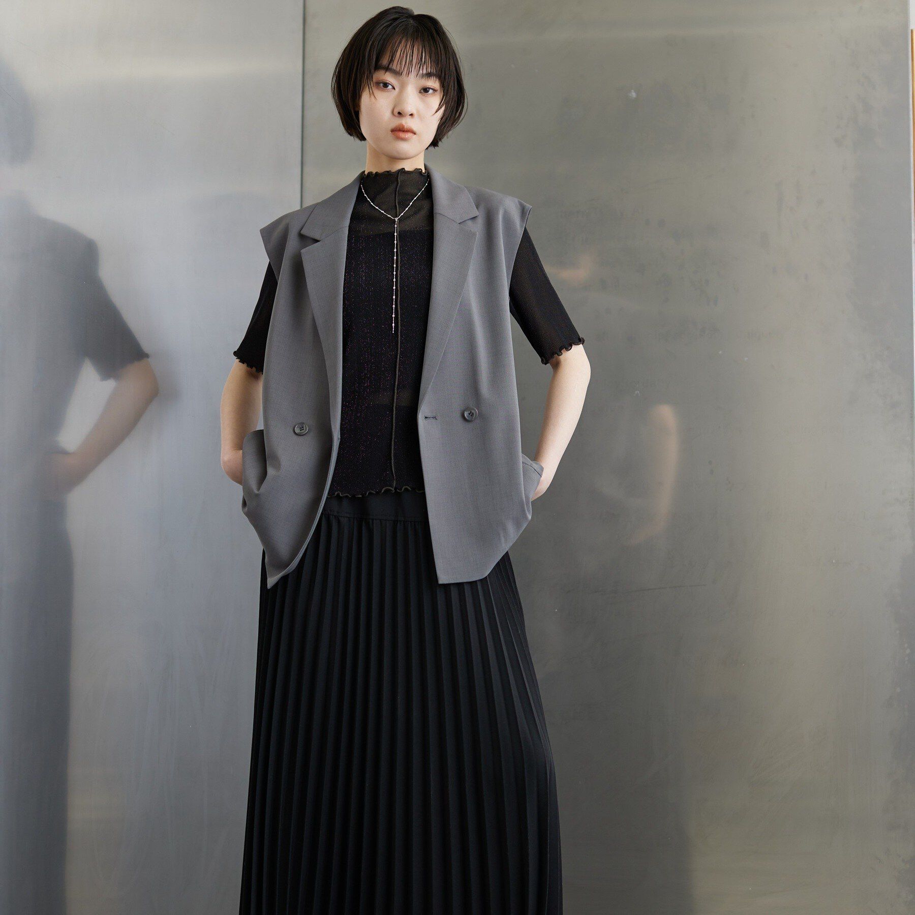 GALLEST「Comfy SET UP｜ベルテッドジレ【セットアップ対応／通勤／カセット服／接触冷感／UVカット】」|ベスト・ジレ|