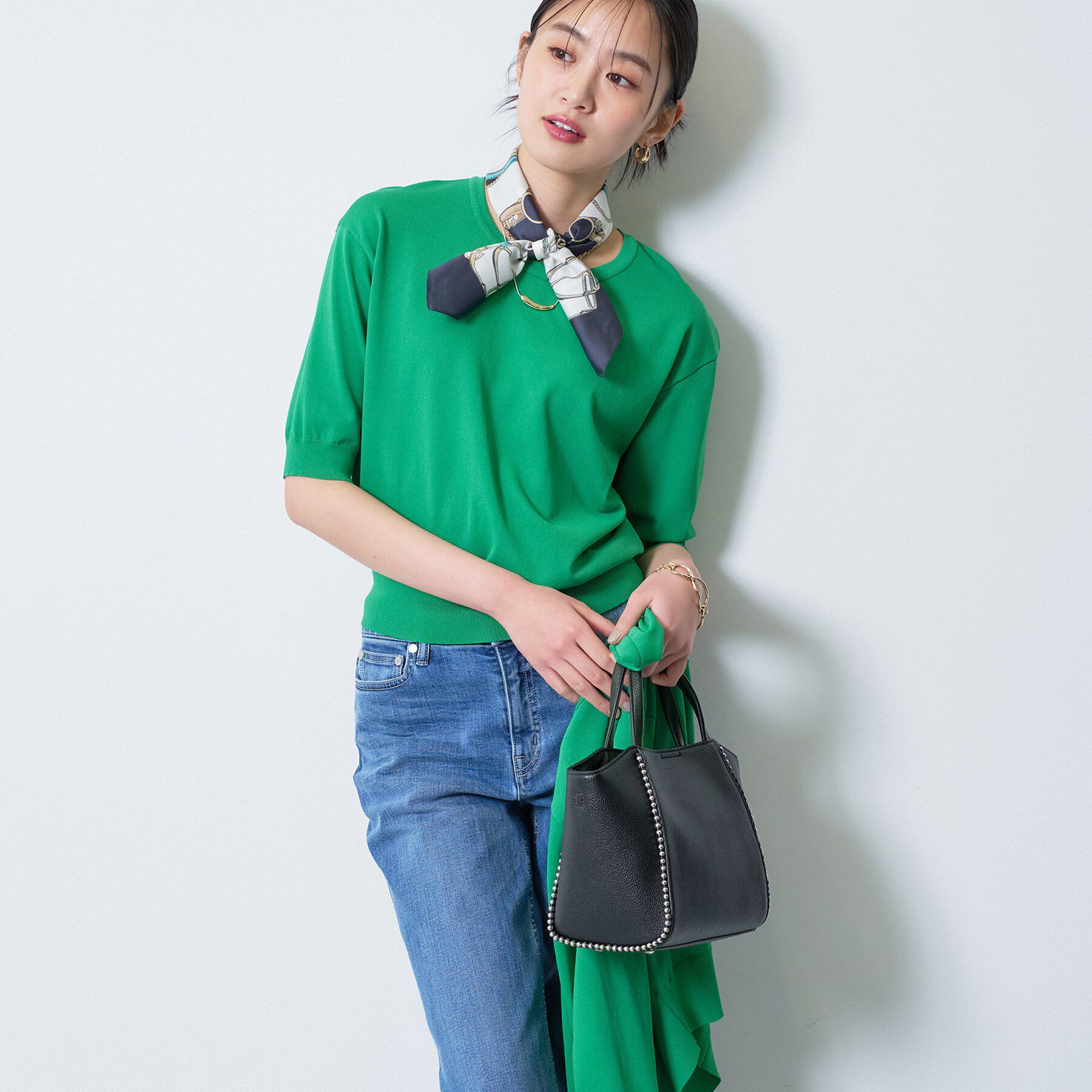 INDIVI「【UVケア/接触冷感／アンサンブル】衿あきカーディガン＆パフスリーブニット」|ニット・セーター|