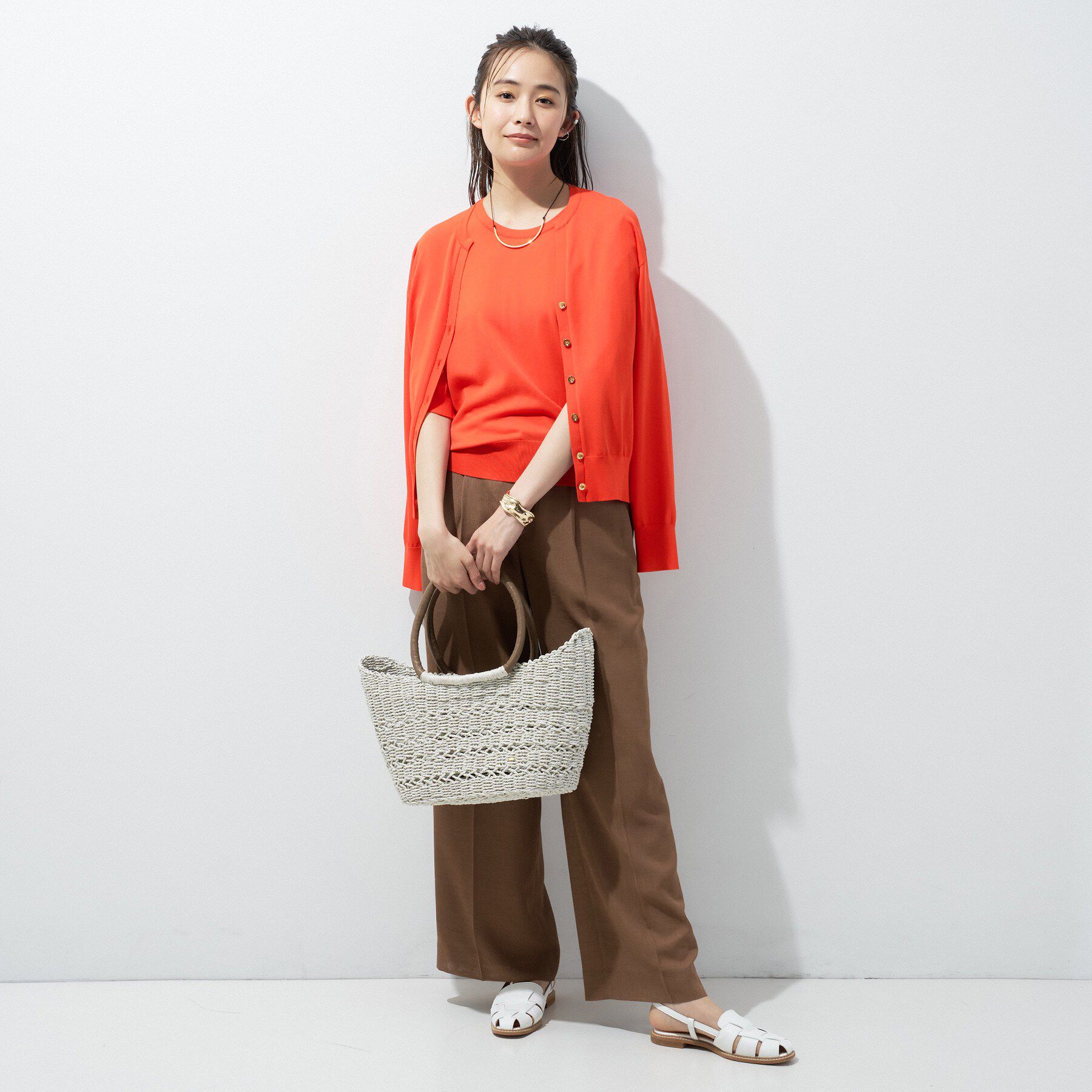 INDIVI「【UVケア/接触冷感／アンサンブル】衿あきカーディガン＆パフスリーブニット」|ニット・セーター|