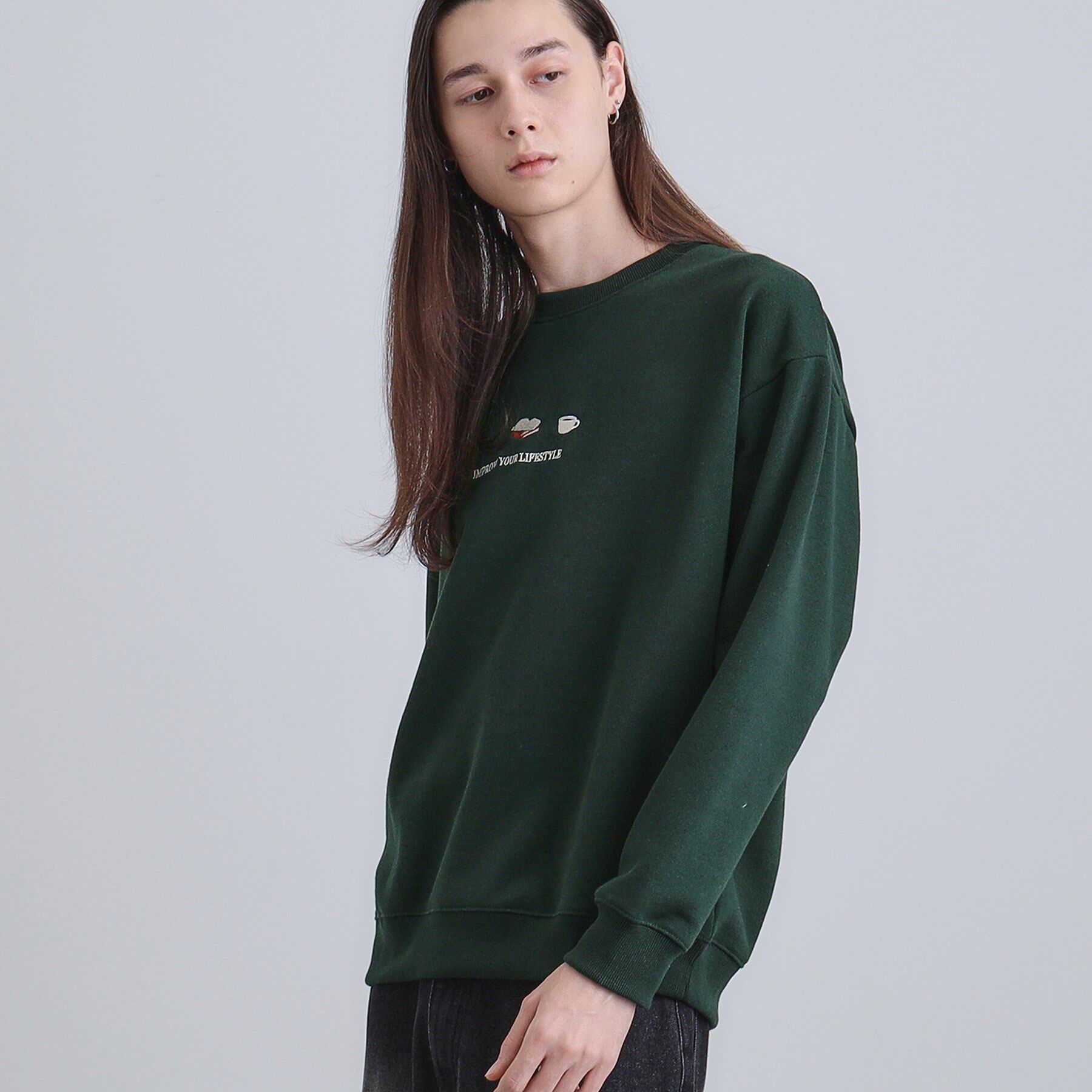 tk.TAKEO KIKUCHI「スリーアイテム刺繍スウェット」|パーカー|グリーン(024)