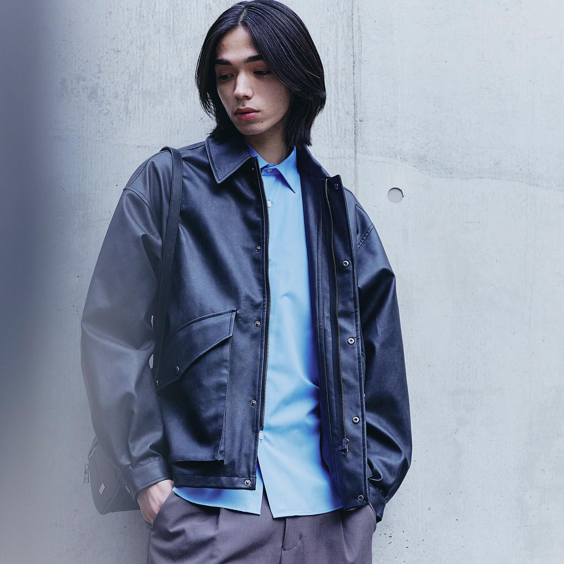 tk.TAKEO KIKUCHI「シンセティックレザーフライトジャケット」|ブルゾン・スタジャン|