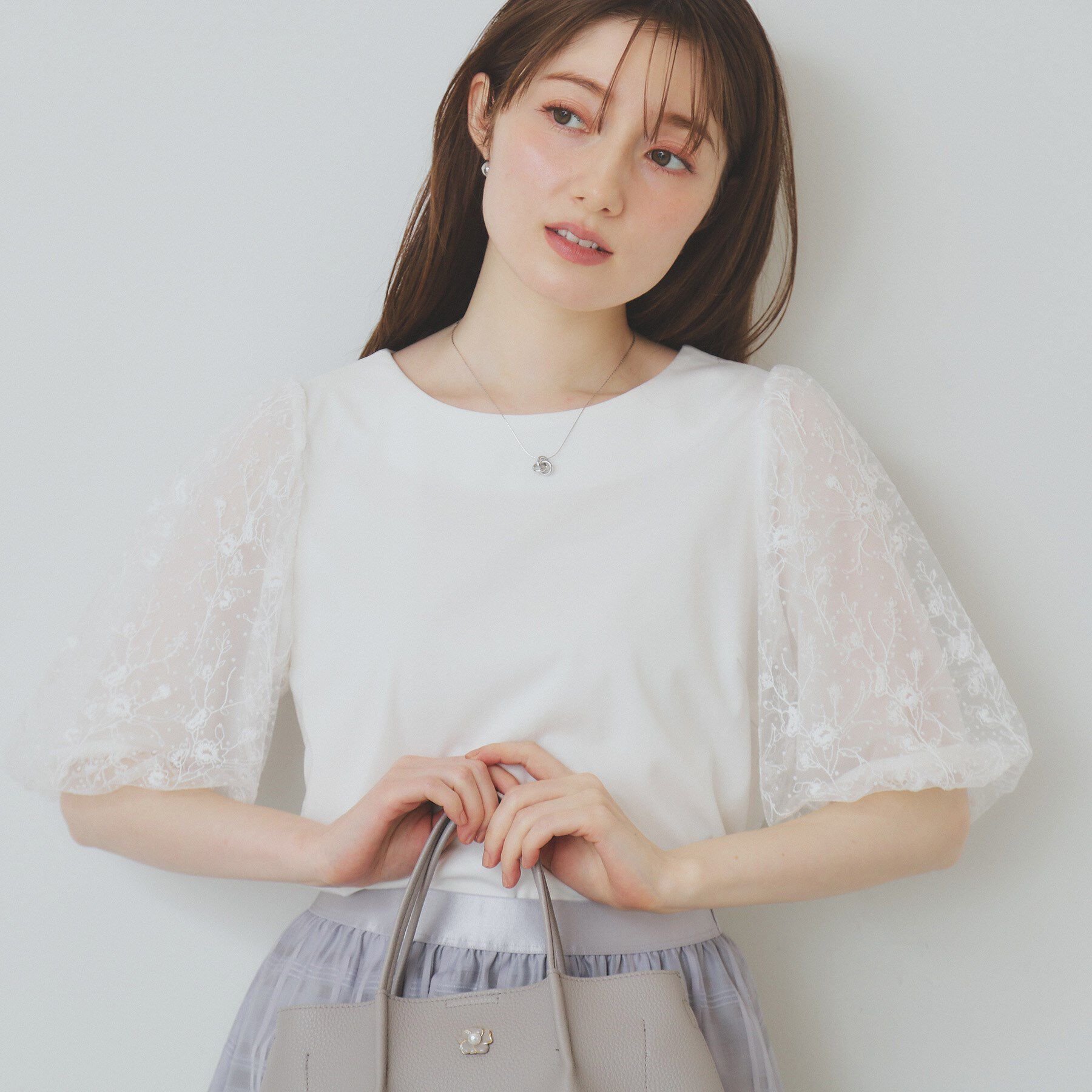 index「シアーバルーンスリーブトップス【洗濯機洗い可/接触冷感】」|Tシャツ・カットソー|アイボリー(004)