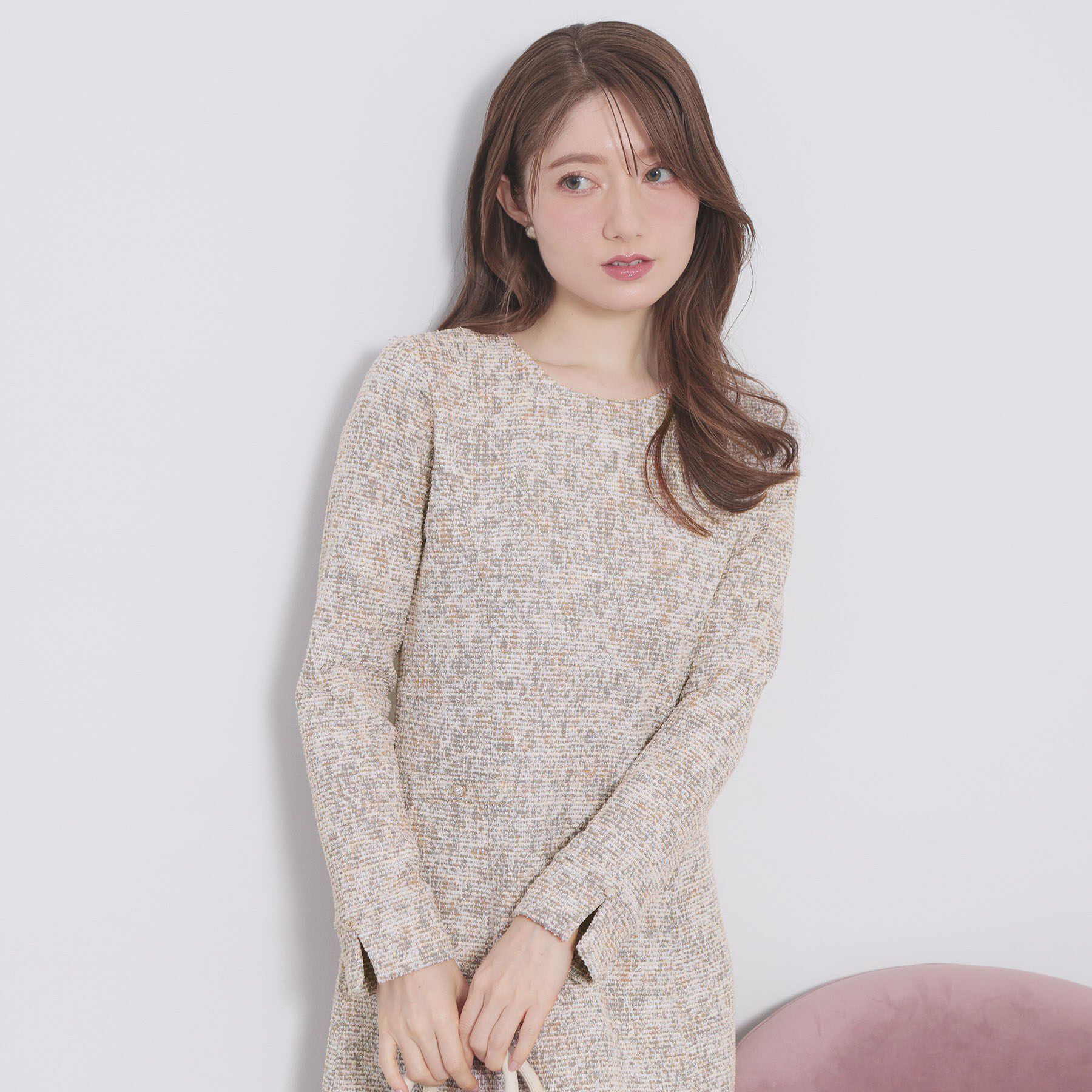 index「ミックスツィードフレアワンピース【洗える/イージーアイロン/ストレッチ】《S～3L》」|ワンピース|