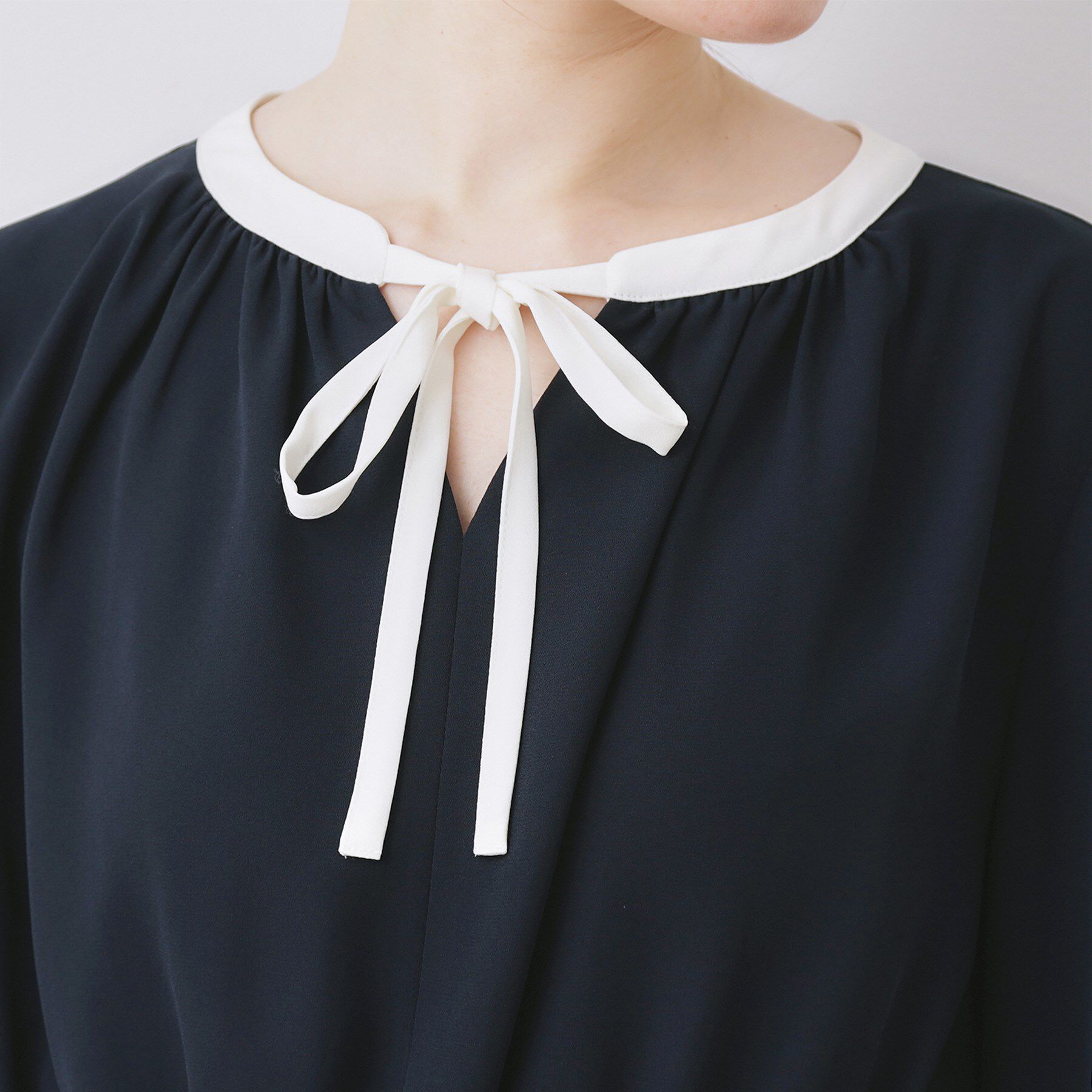 Couture broach「【ハレの日・通勤】配色シフォンプリーツ ワンピース」|ワンピース|