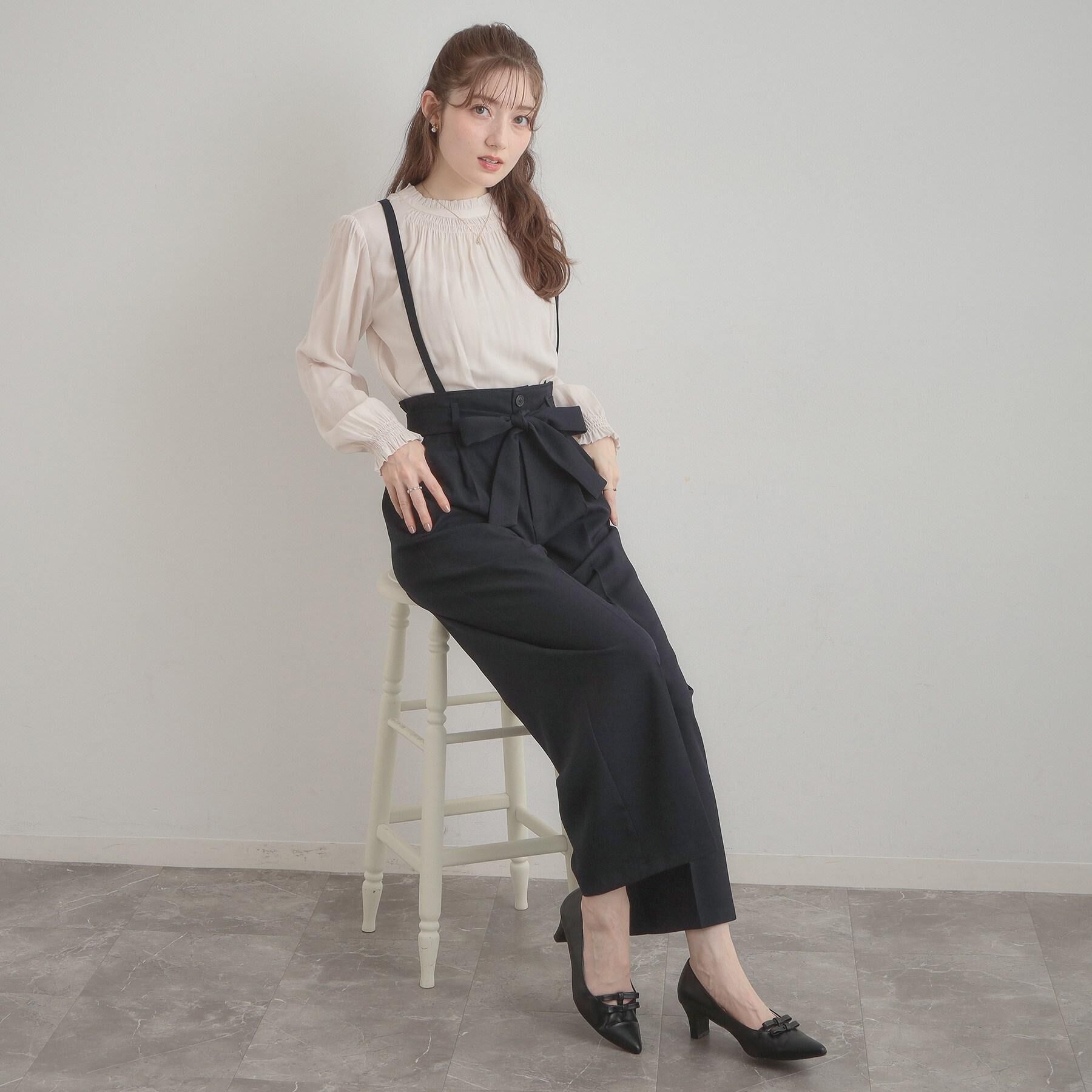 Couture broach「【洗える・通勤】ウエストリボン サスペンダー付きワイドパンツ」|その他|