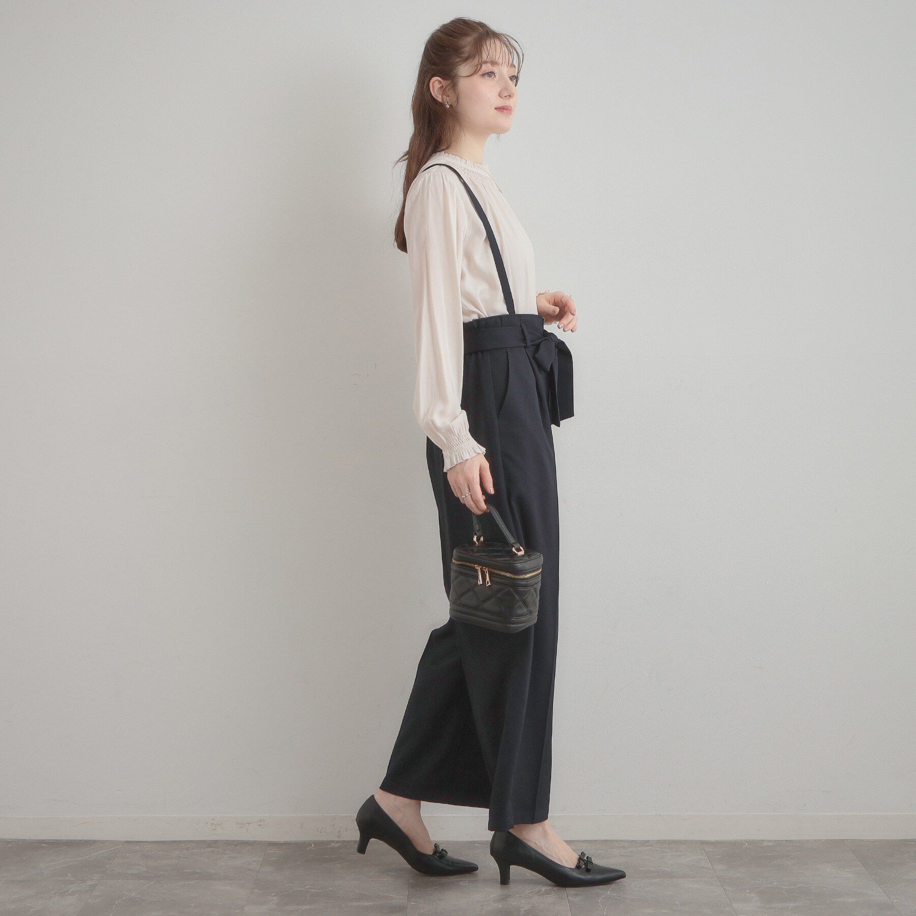 Couture broach「【洗える・通勤】ウエストリボン サスペンダー付きワイドパンツ」|その他|