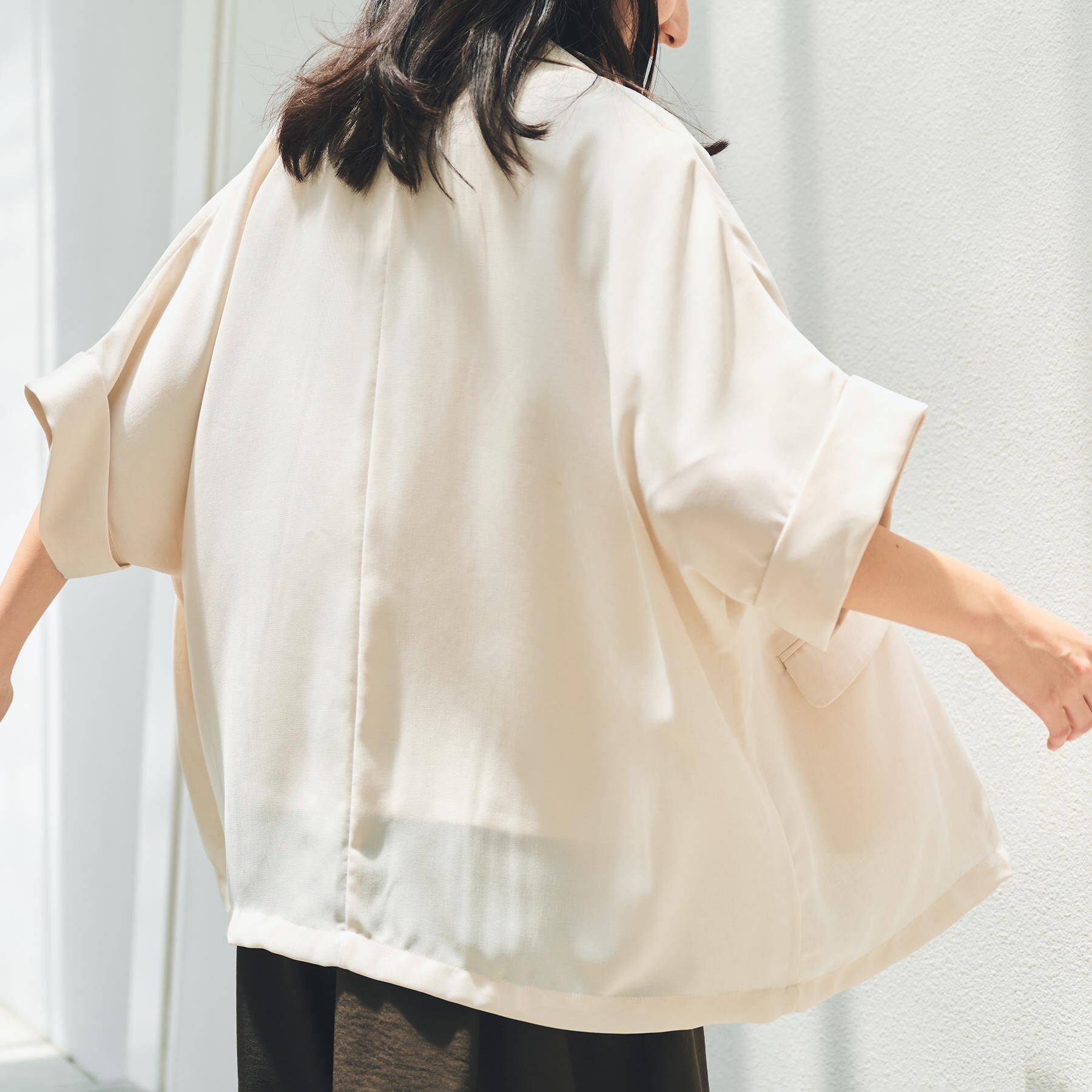 THE SHOP TK「ドルマン半袖ジャケット【洗える】」|テーラードジャケット|