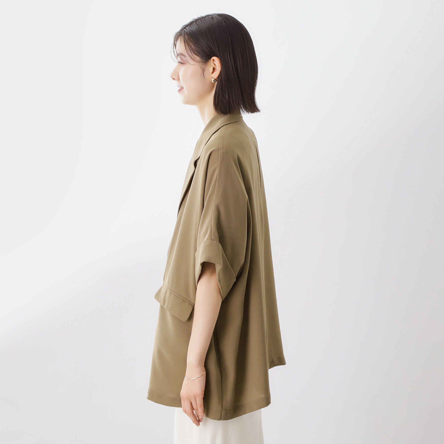 THE SHOP TK「ドルマン半袖ジャケット【洗える】」|テーラードジャケット|