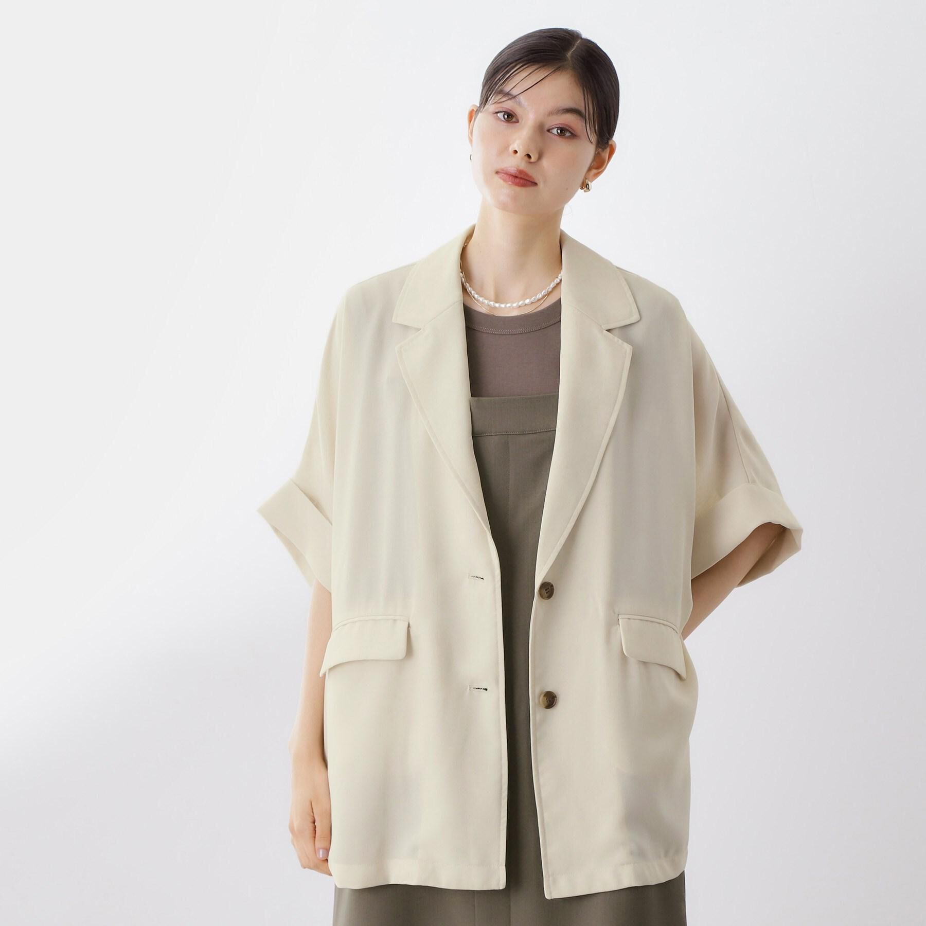 THE SHOP TK「ドルマン半袖ジャケット【洗える】」|テーラードジャケット|