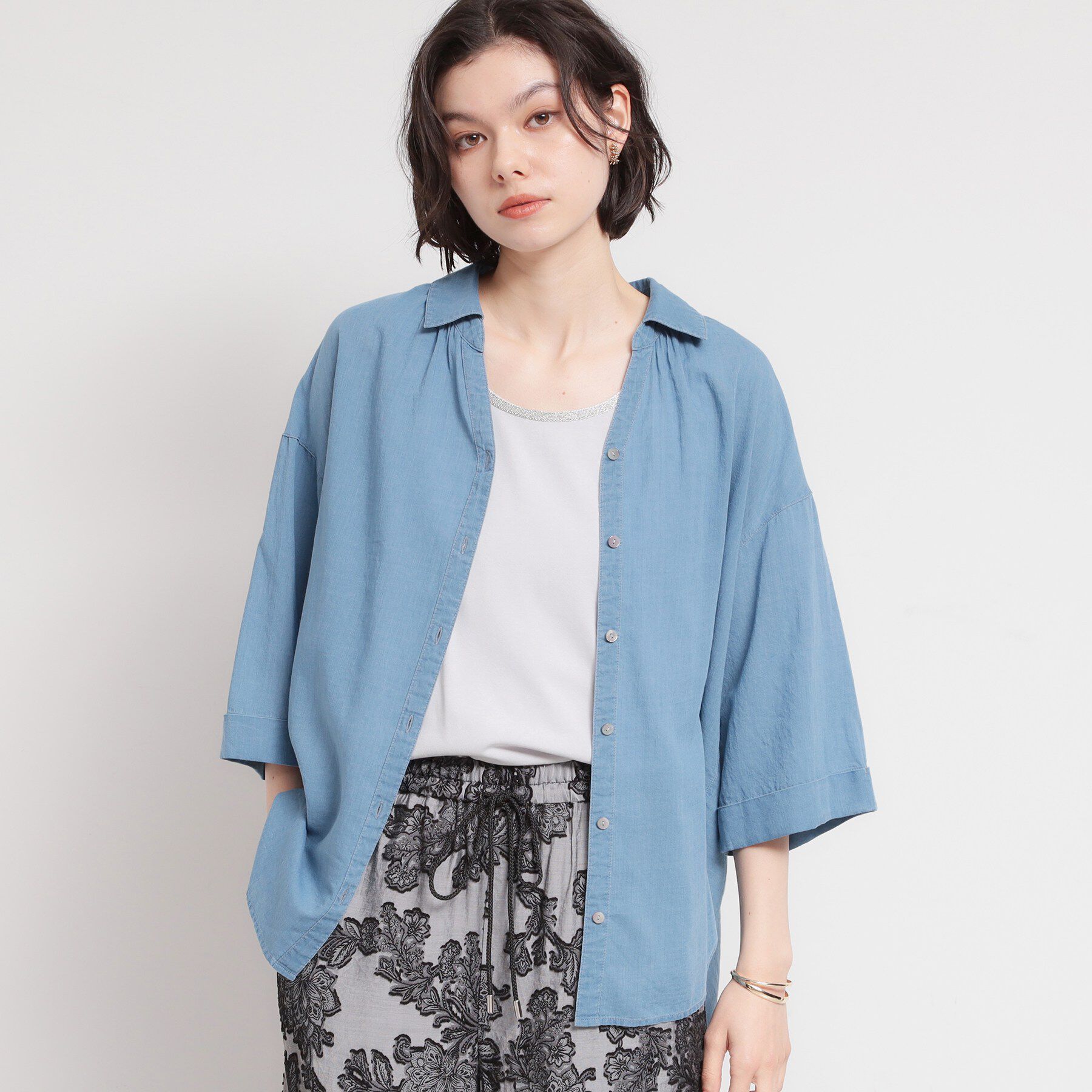 THE SHOP TK「【ひんやり/吸水速乾/UVカット】顔周りがぱっと華やぐ きらり艶めくタンクトップ」|キャミソール|