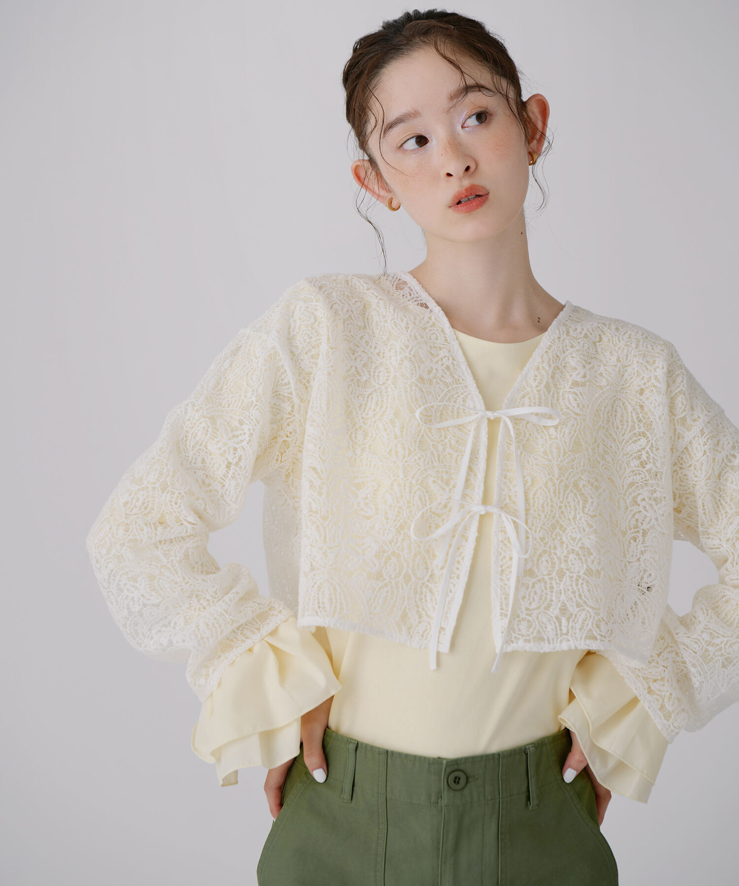  「〈N.〉レース羽織ブラウス」|シャツ・ブラウス|オフホワイト1