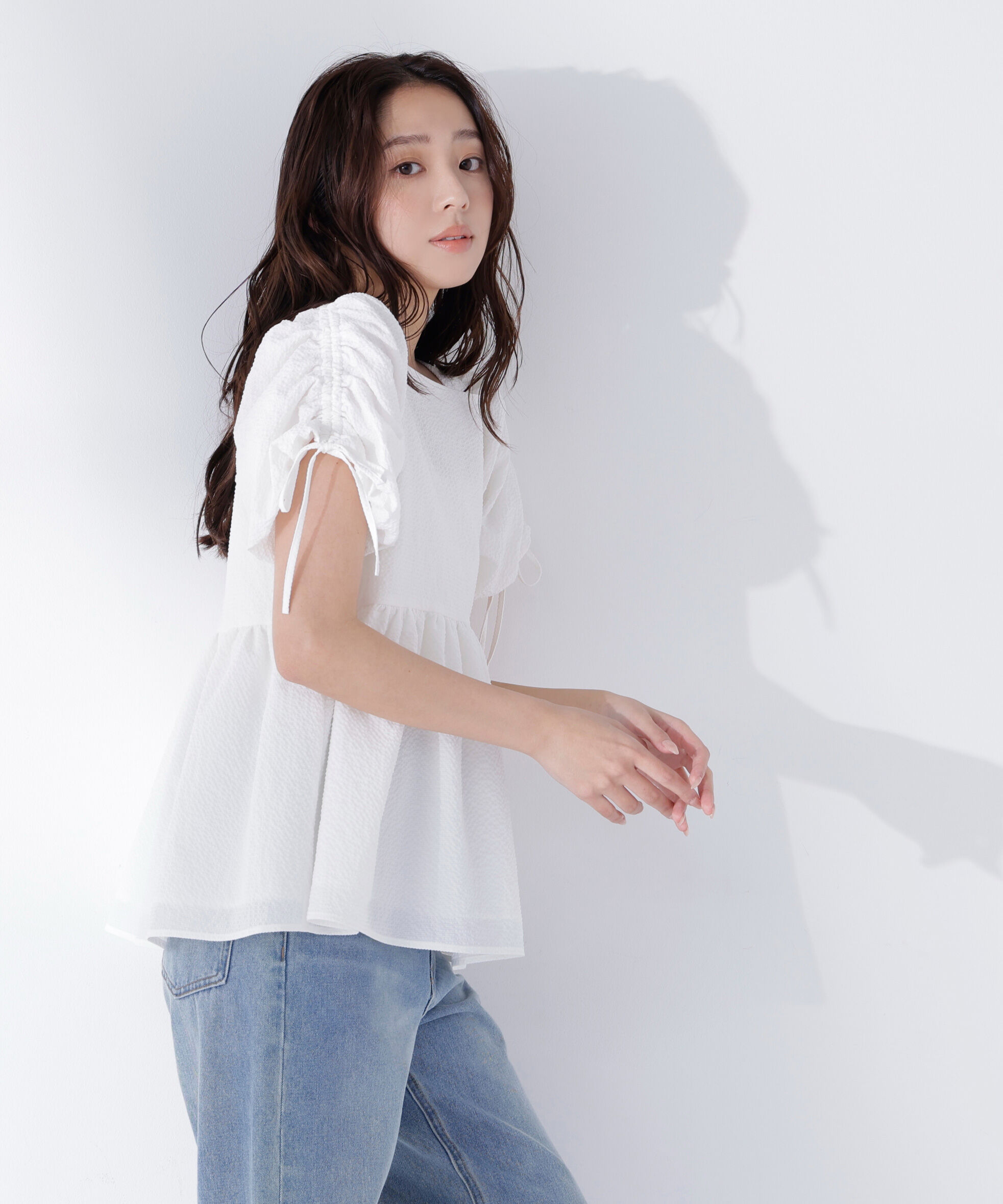  「ドロストギャザースリーブブラウス」|シャツ・ブラウス|