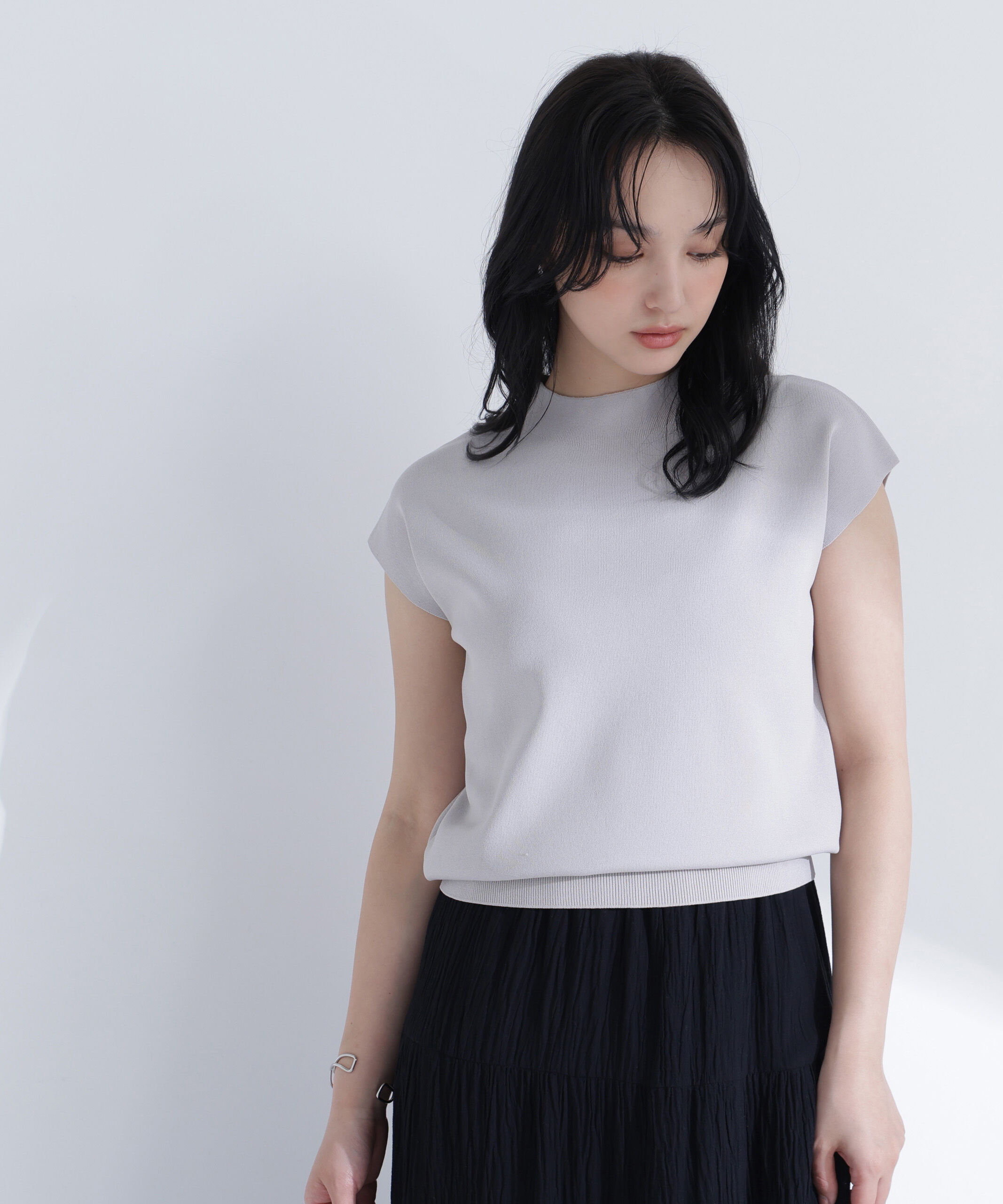  「総針ベーシックニット モックネック」|ニット・セーター|