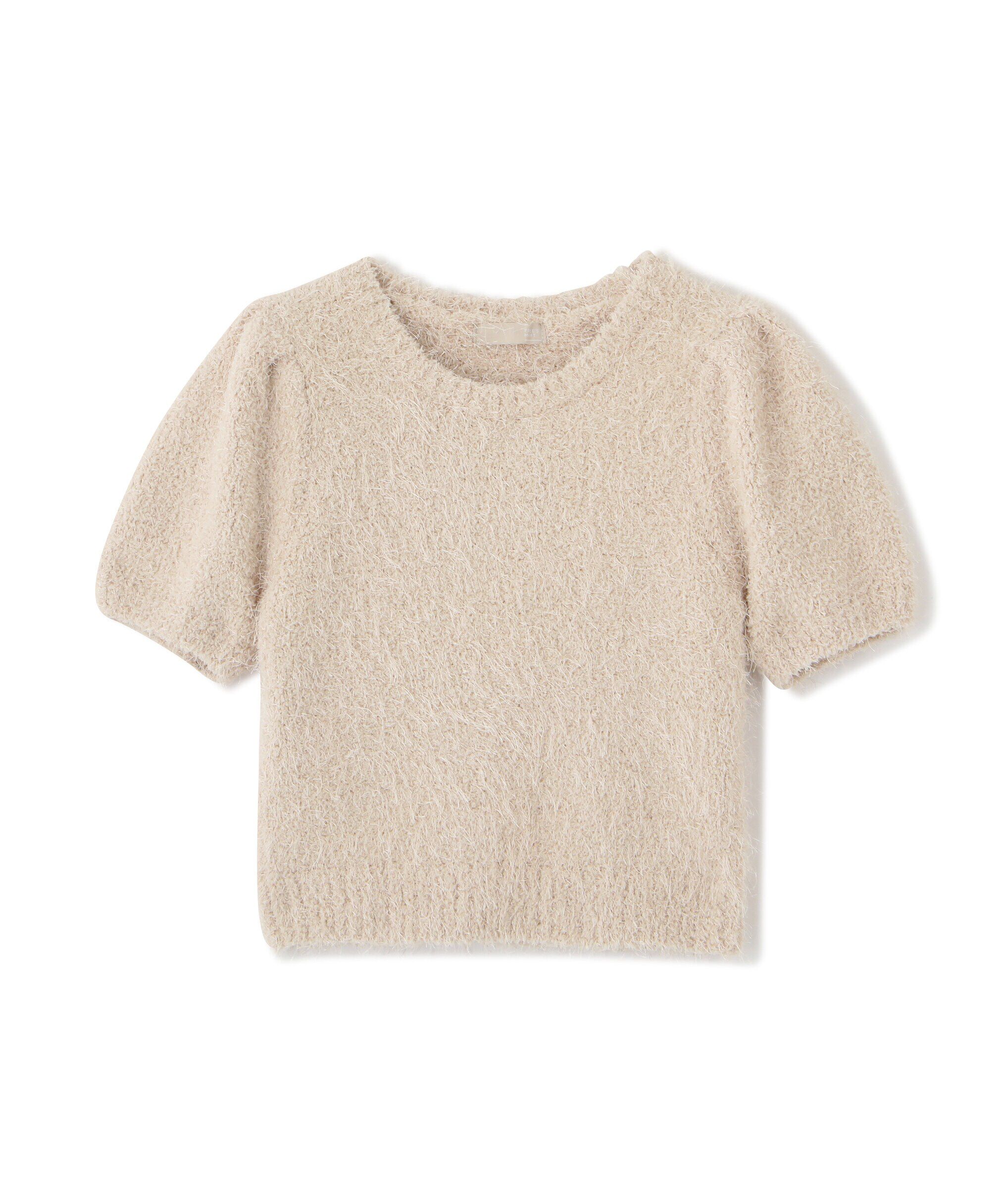  「フェザーパフスリーブ半袖ニット」|ニット・セーター|