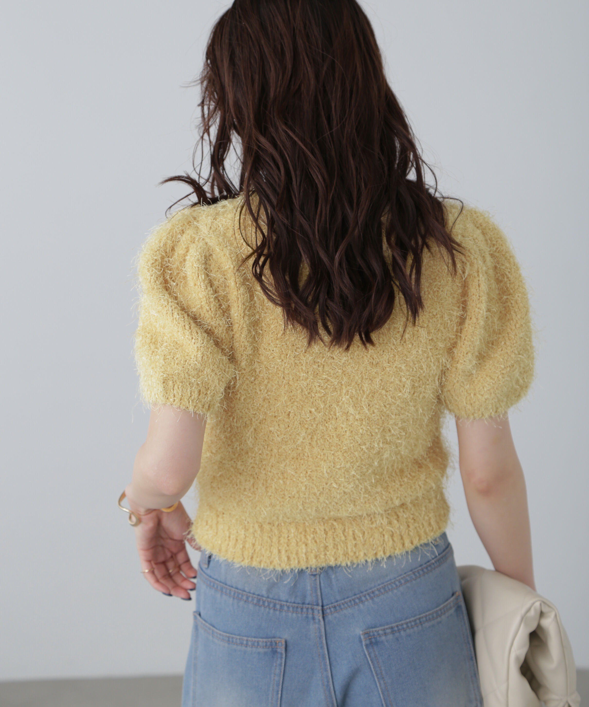  「フェザーパフスリーブ半袖ニット」|ニット・セーター|