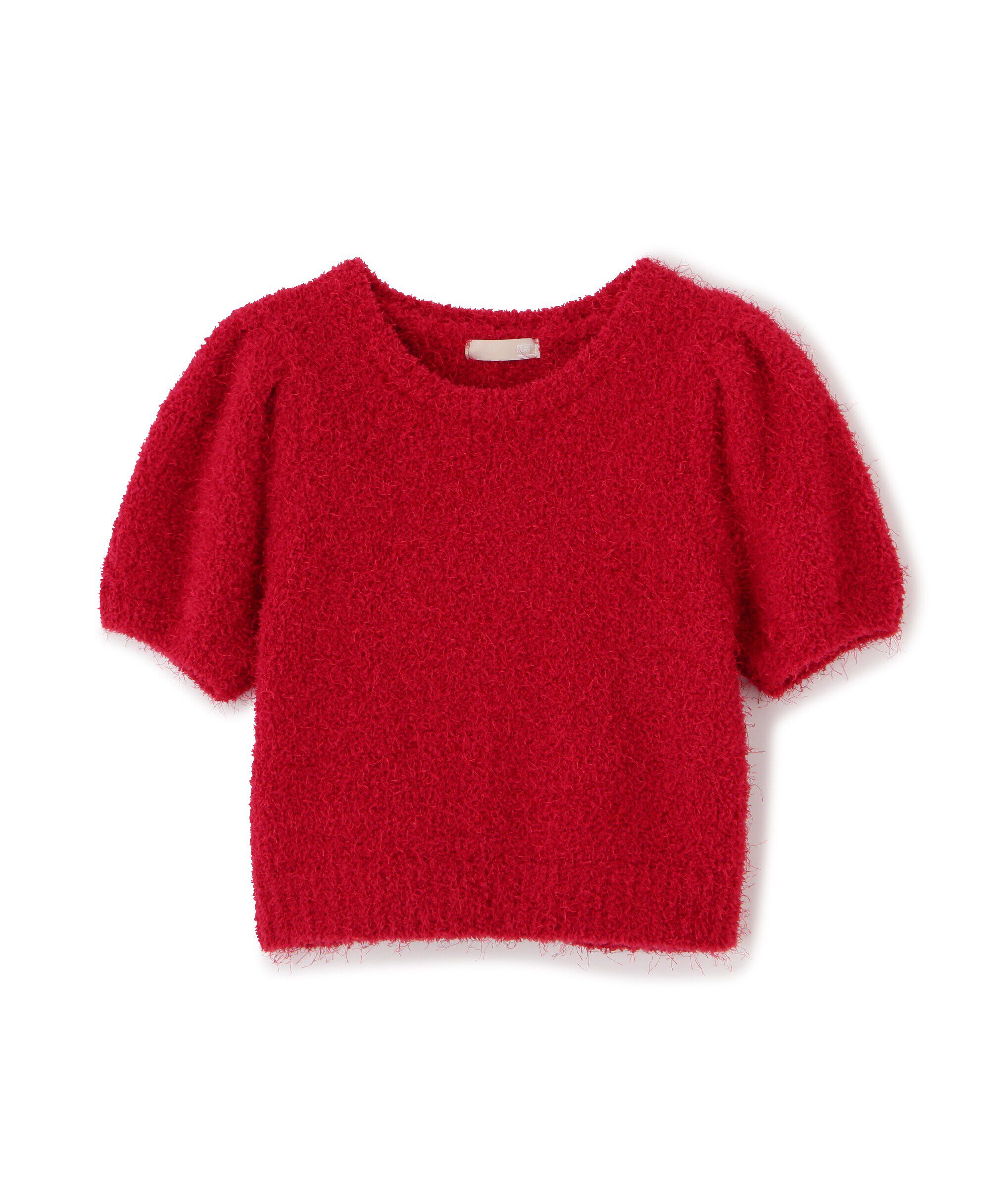  「フェザーパフスリーブ半袖ニット」|ニット・セーター|