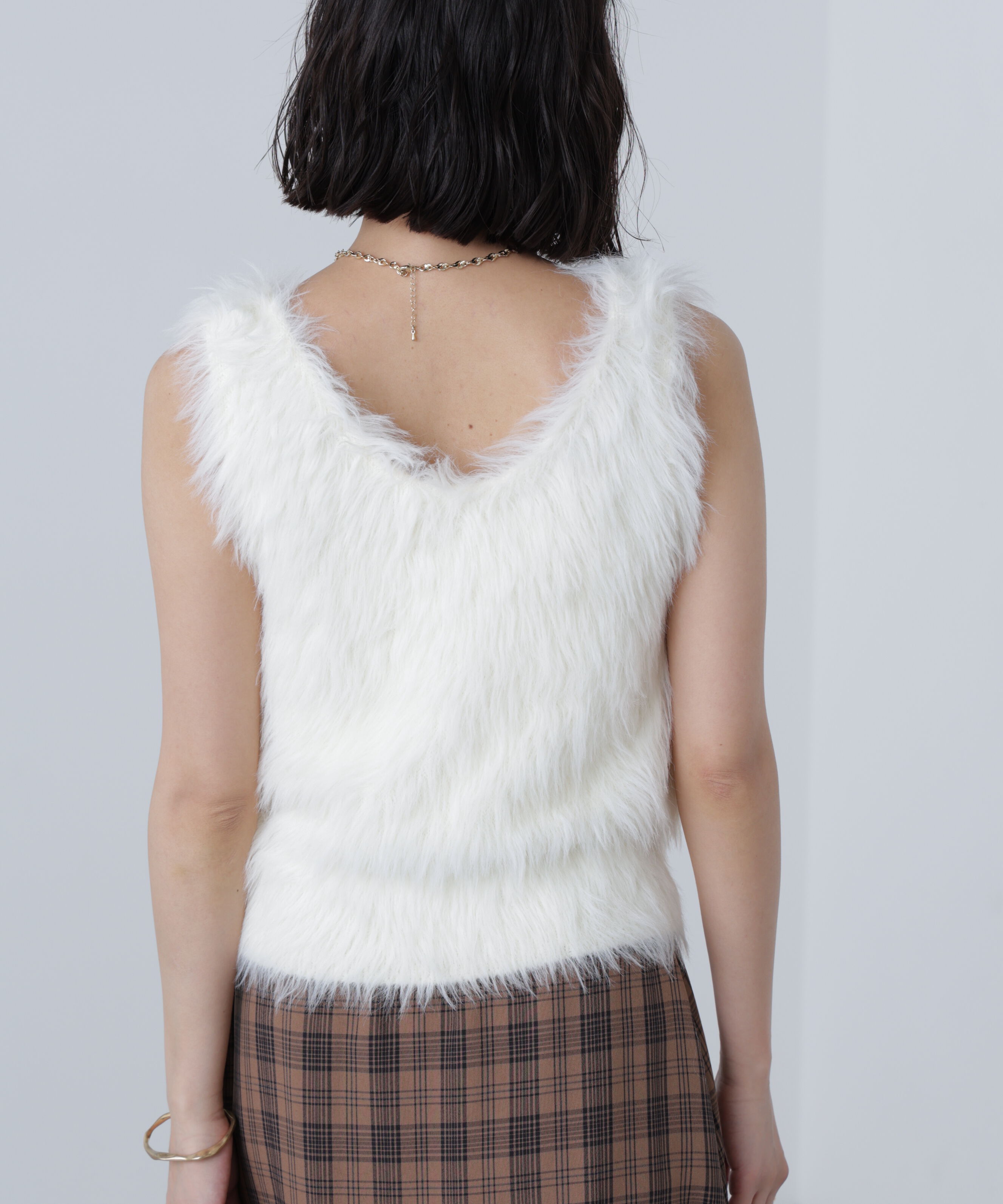  「ロングシャギーノースリニット」|ニット・セーター|