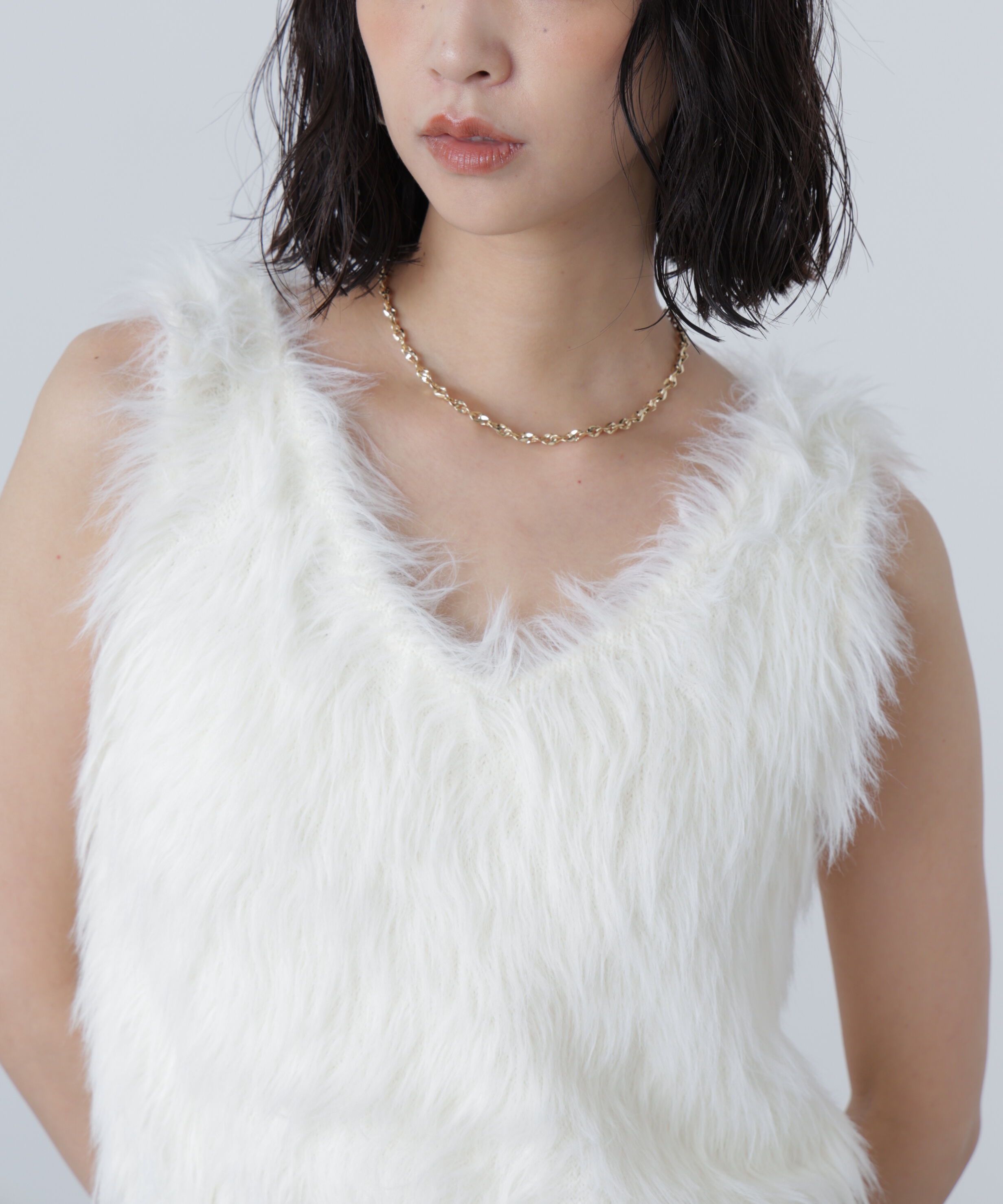  「ロングシャギーノースリニット」|ニット・セーター|