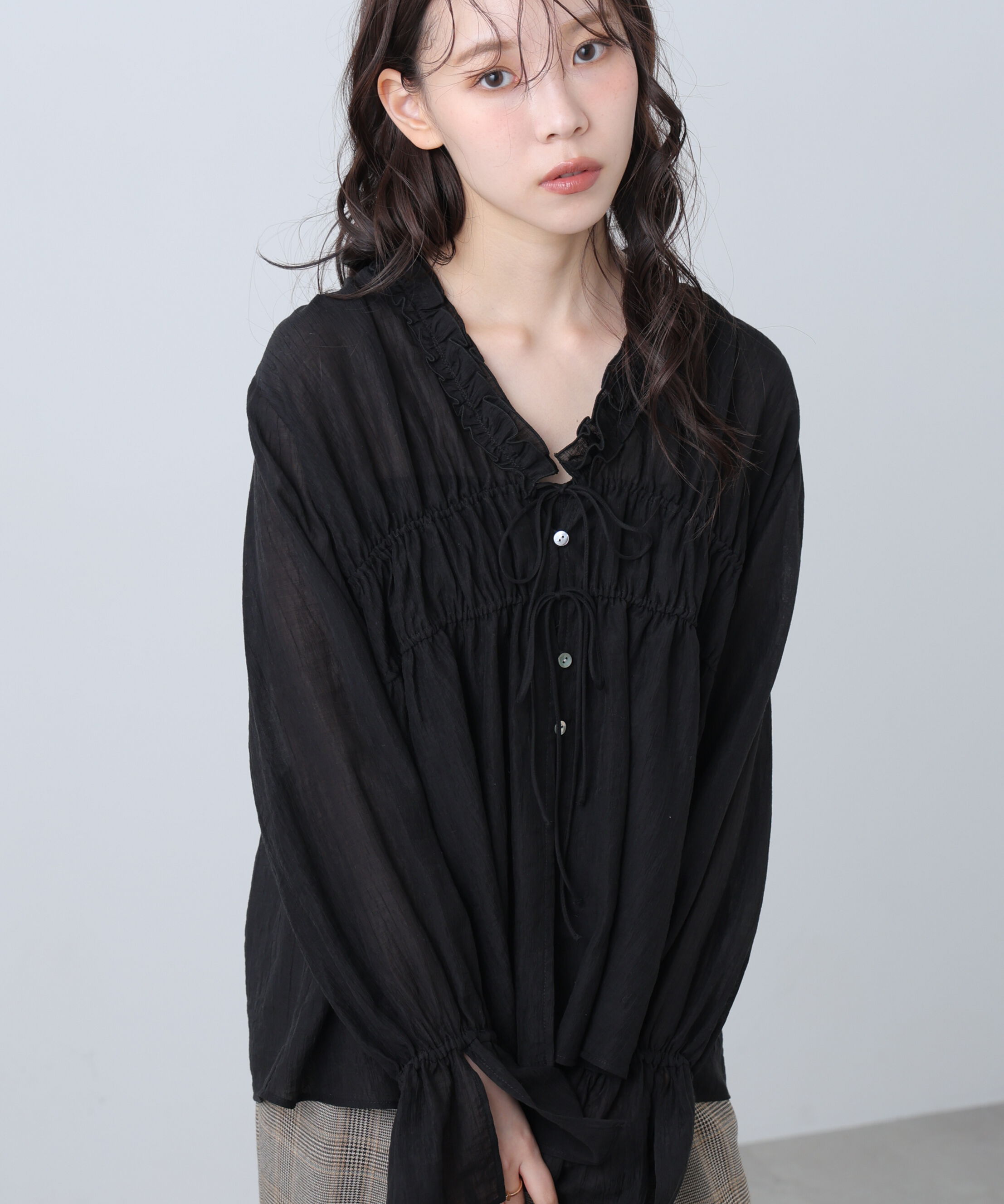  「シャーリングドロストブラウス」|シャツ・ブラウス|
