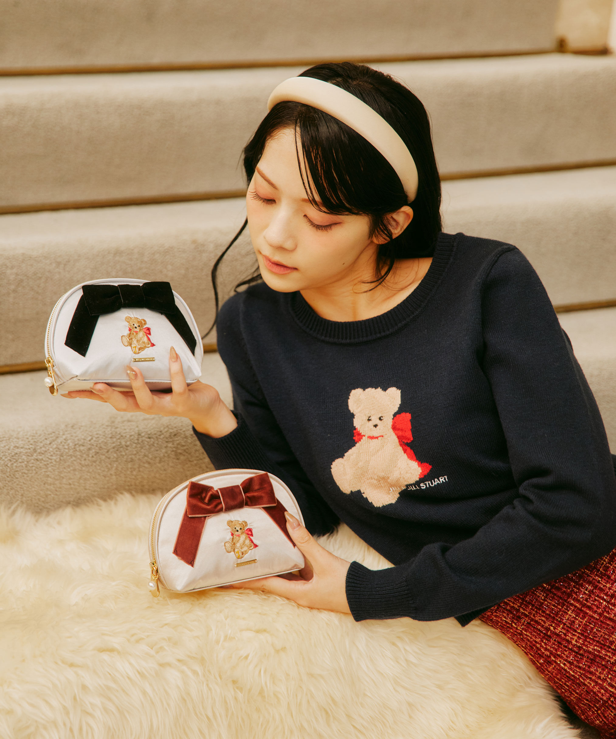  「＜BEARシリーズ＞ベア刺繍ポーチ」|財布|