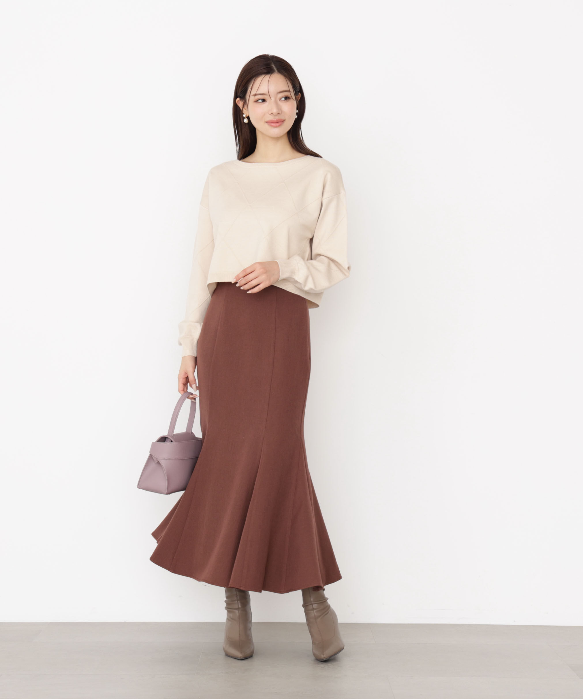 PROPORTION BODY DRESSING「＜ハンドウォッシャブル＞ダイヤ柄短丈ニット 25AW」|ニット・セーター|