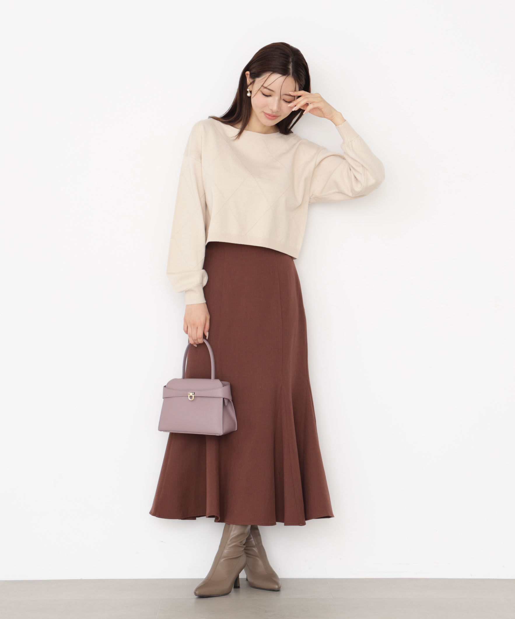 PROPORTION BODY DRESSING「＜ハンドウォッシャブル＞ダイヤ柄短丈ニット 25AW」|ニット・セーター|