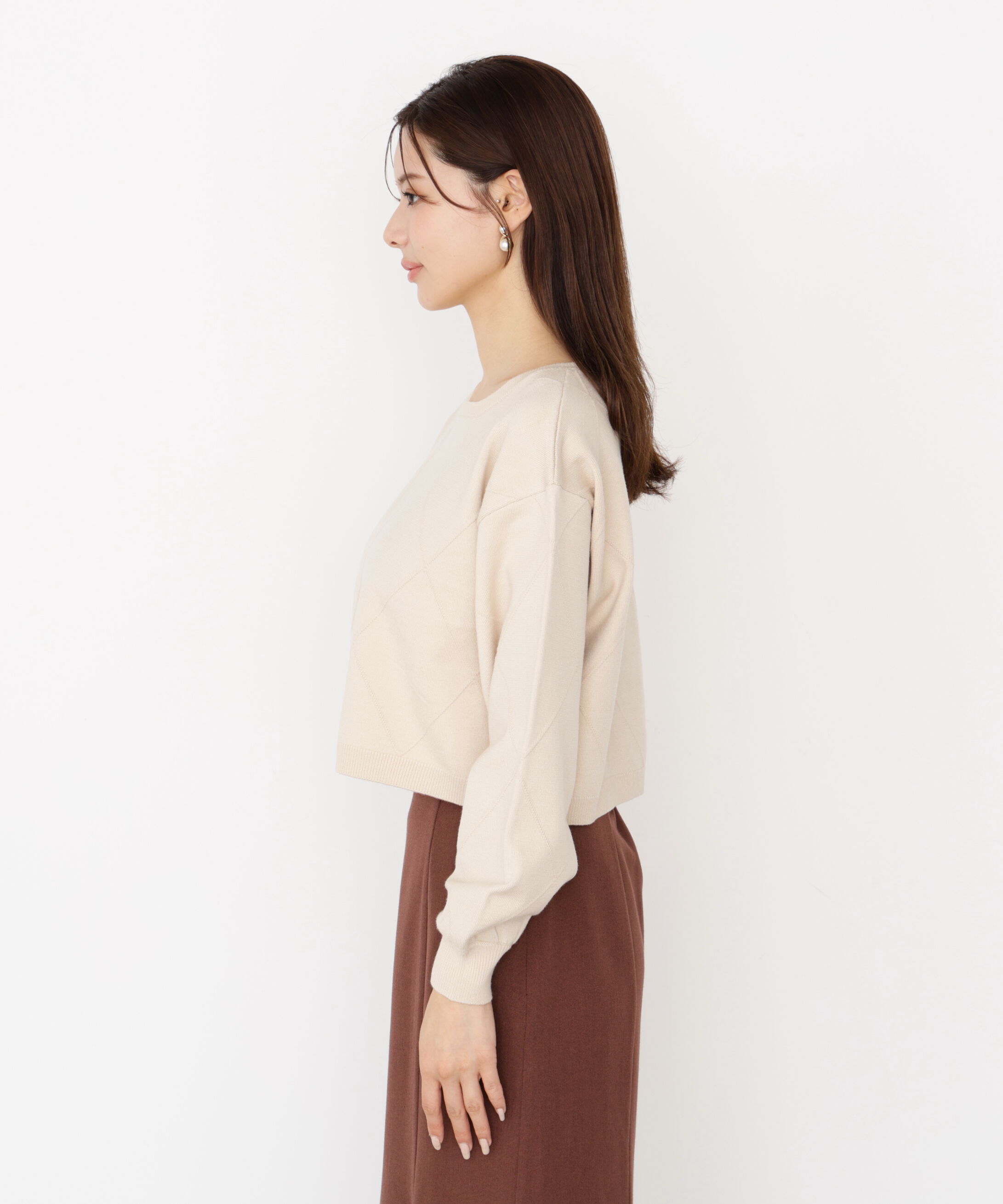 PROPORTION BODY DRESSING「＜ハンドウォッシャブル＞ダイヤ柄短丈ニット 25AW」|ニット・セーター|