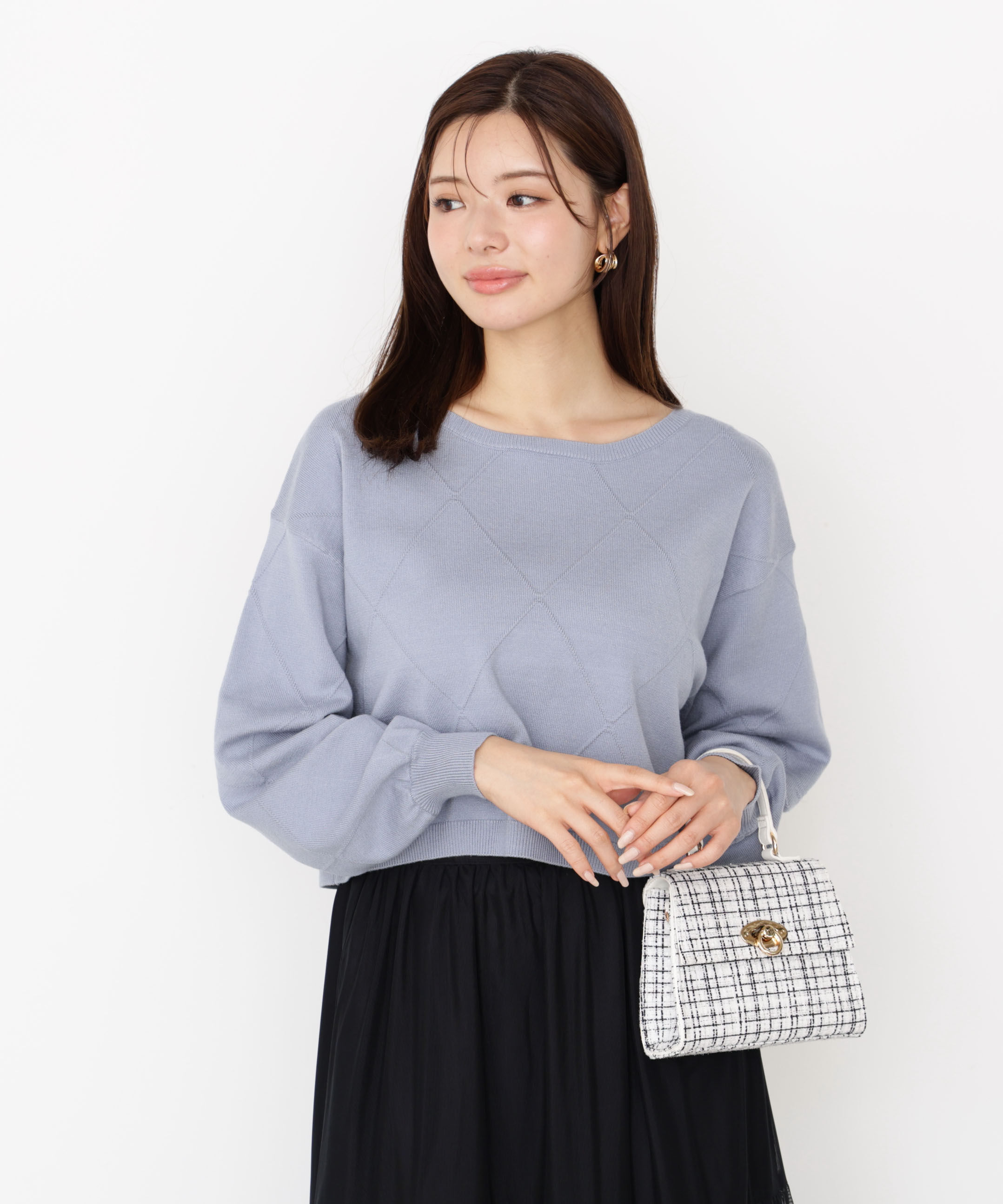 PROPORTION BODY DRESSING「＜ハンドウォッシャブル＞ダイヤ柄短丈ニット 25AW」|ニット・セーター|