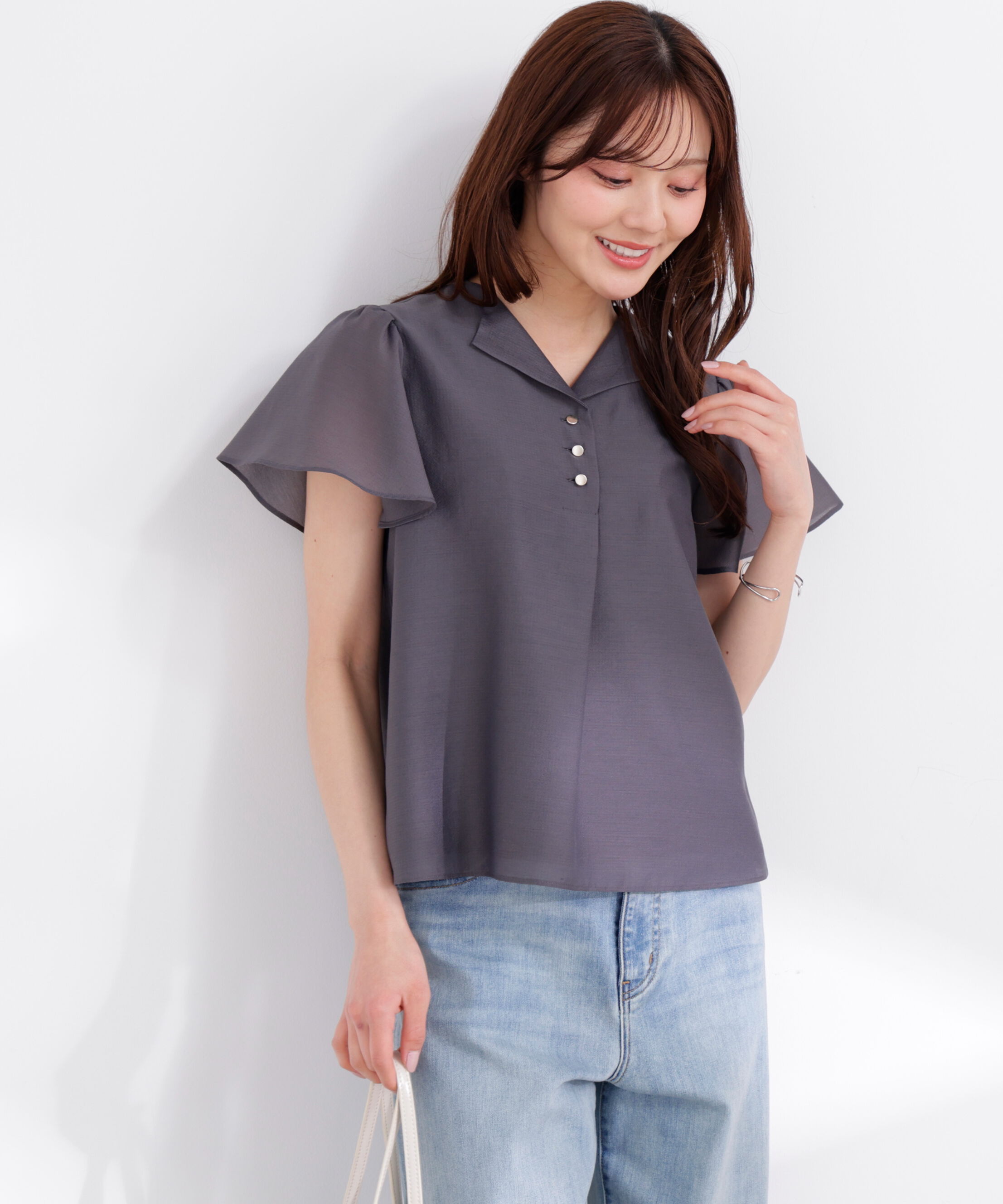 PROPORTION BODY DRESSING「フレアスリーブ開襟ブラウス 26SS」|シャツ・ブラウス|