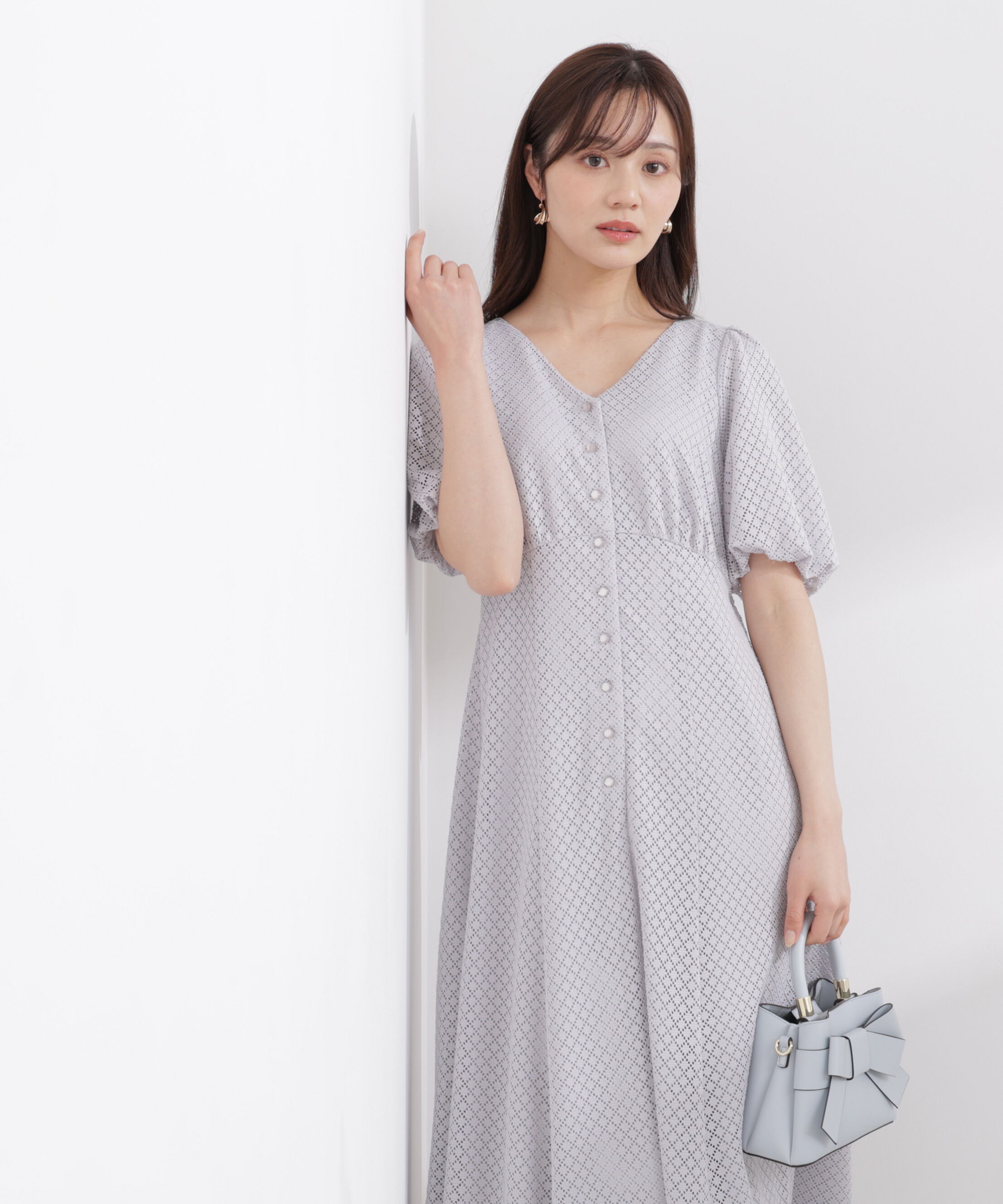 PROPORTION BODY DRESSING「パフスリーブフロント釦ワンピース 26SS」|ワンピース|グレー