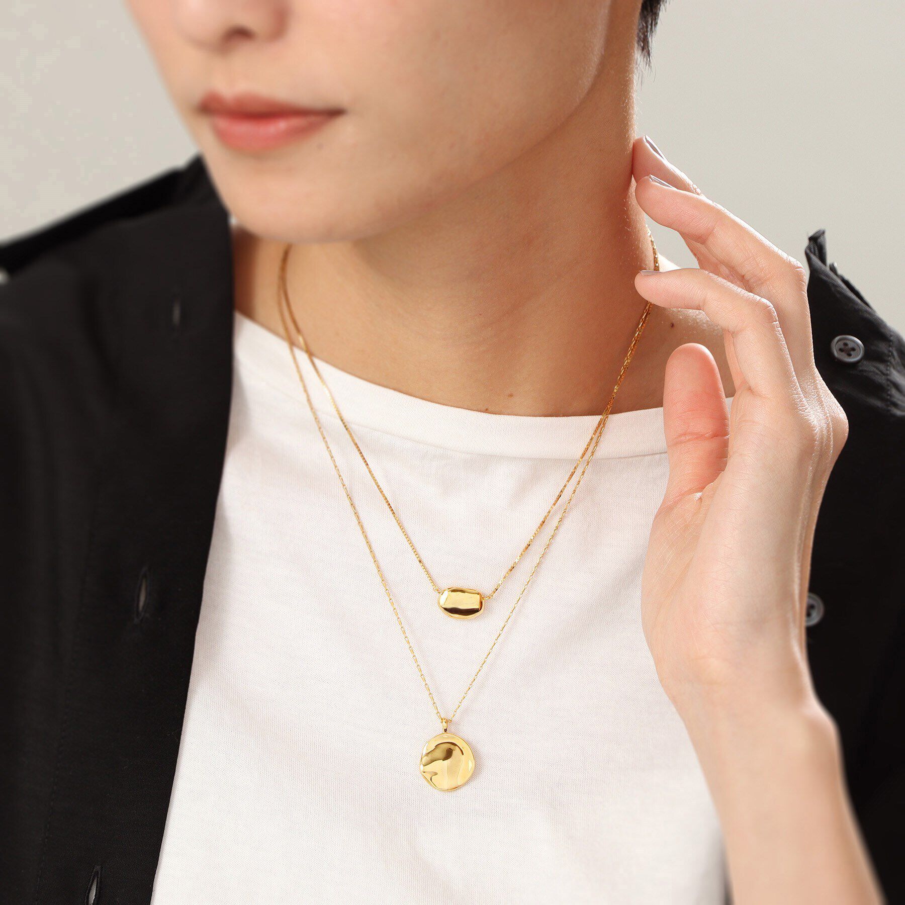 COCOSHNIK ONKITSCH「シルバー ニュアンスネック コイン GP」|ネックレス|