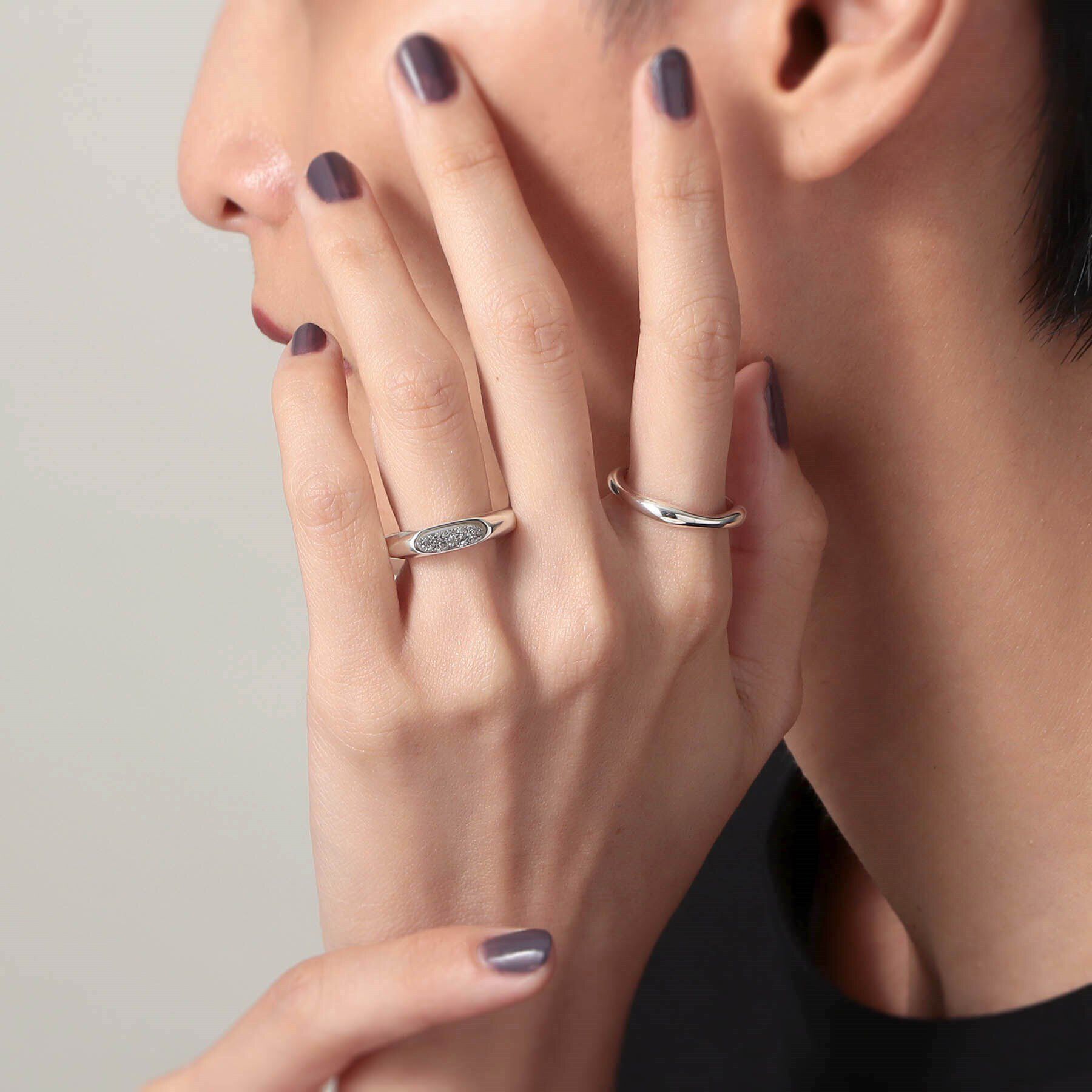 COCOSHNIK ONKITSCH「シルバー カラーストーン ブラックドルジーアゲート ニュアンスリングS」|リング|