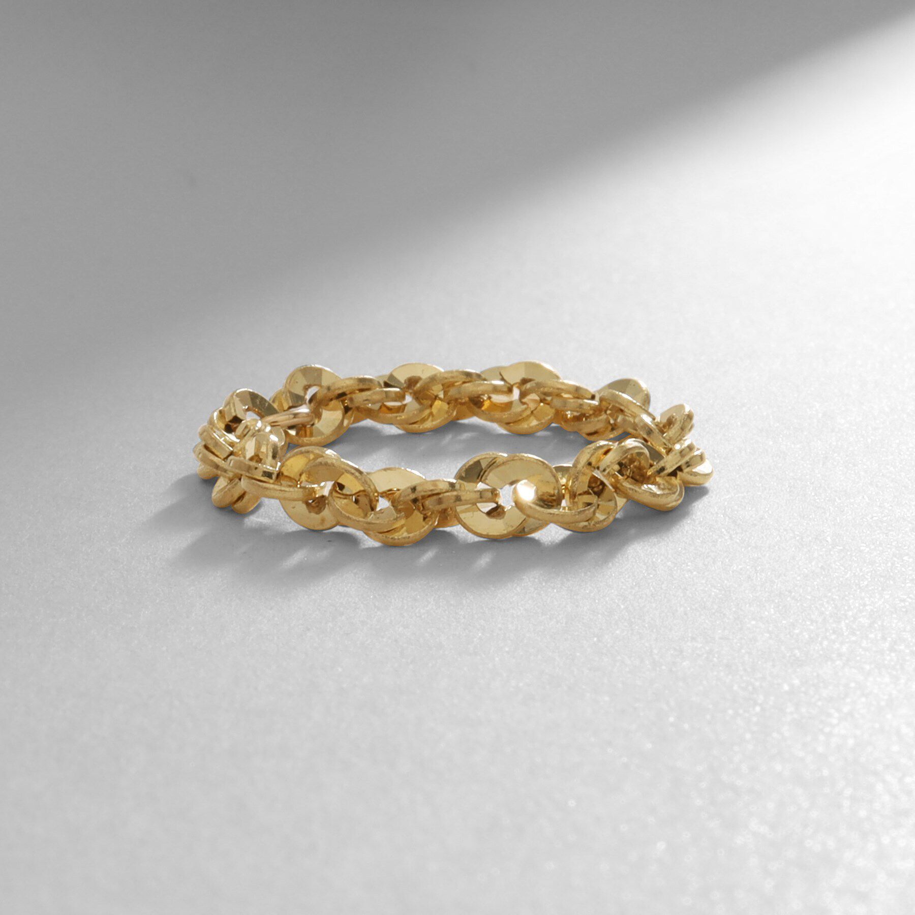 COCOSHNIK「K18中空モザイクチェーン リング太」|リング|