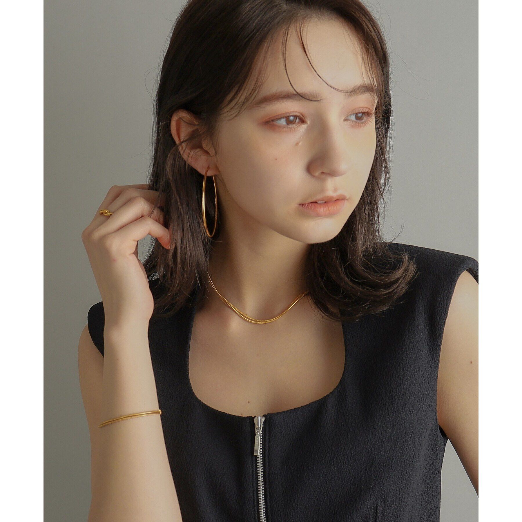 COCOSHNIK ONKITSCH「シルバー スネークチェーン ダブルネックレス GP」|ネックレス|