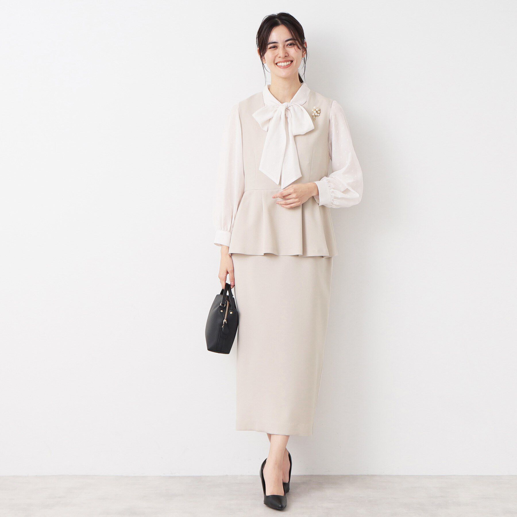 Dessin「【入卒/セレモニー/洗える】ペプラムジャンパースカート」|ワンピース|