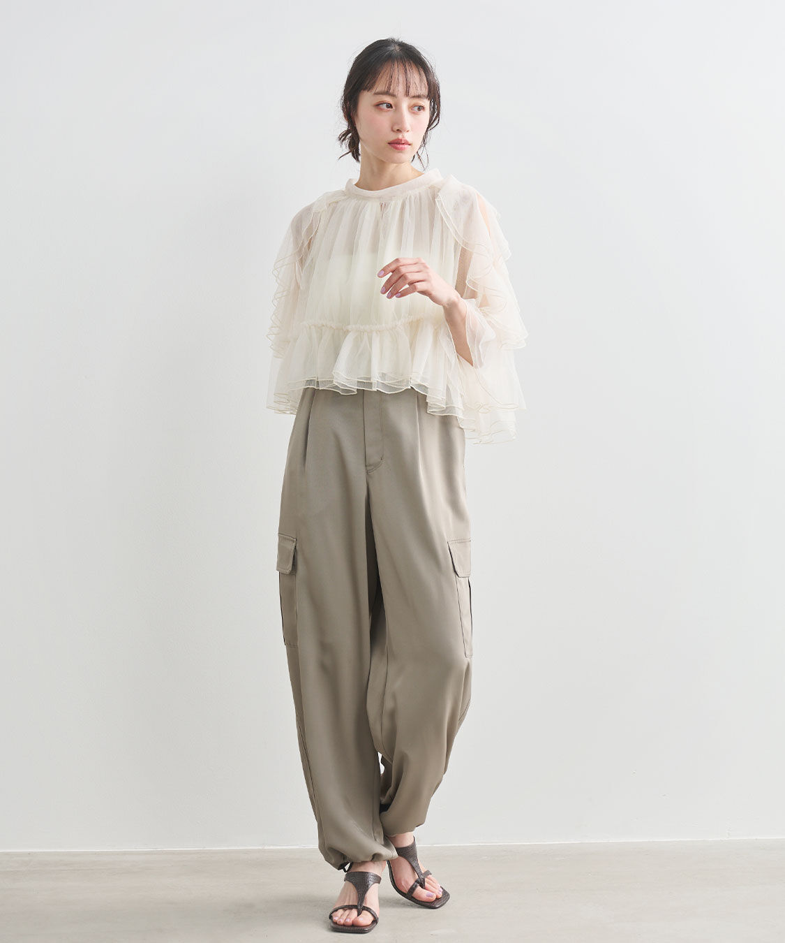 COCO DEAL「チュールギャザーブラウス」|シャツ・ブラウス|