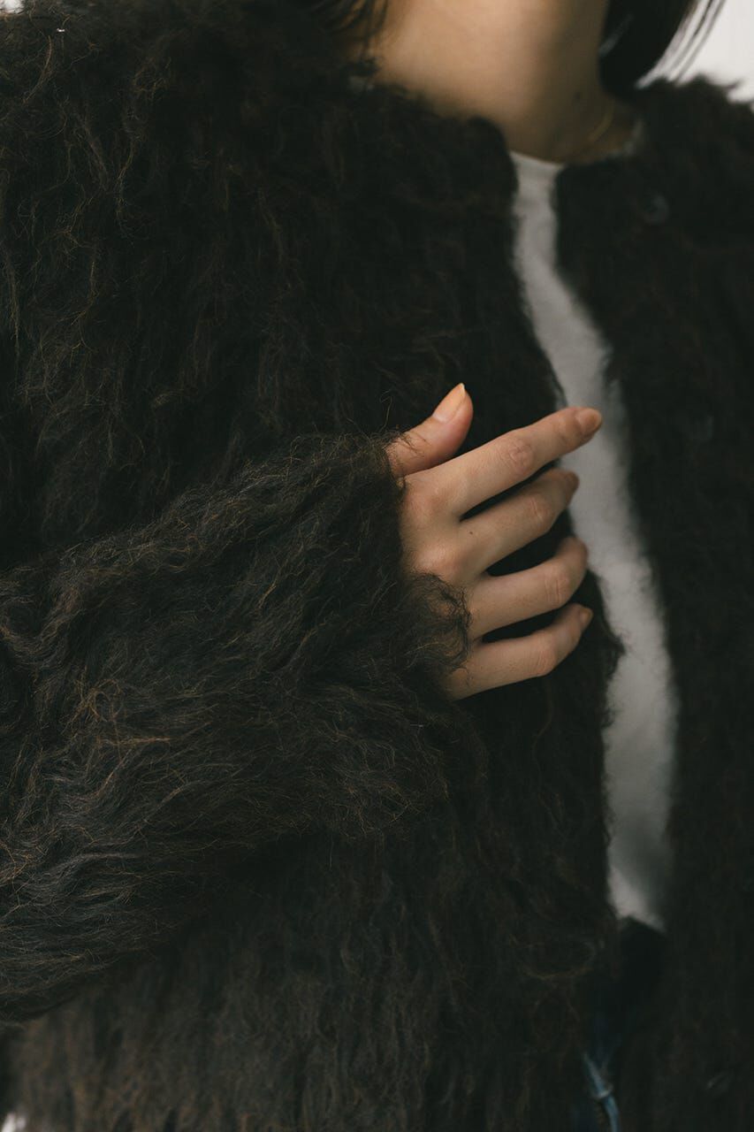 STYLEMIXER「メランジシャギーショートニットカーデ」|カーディガン|