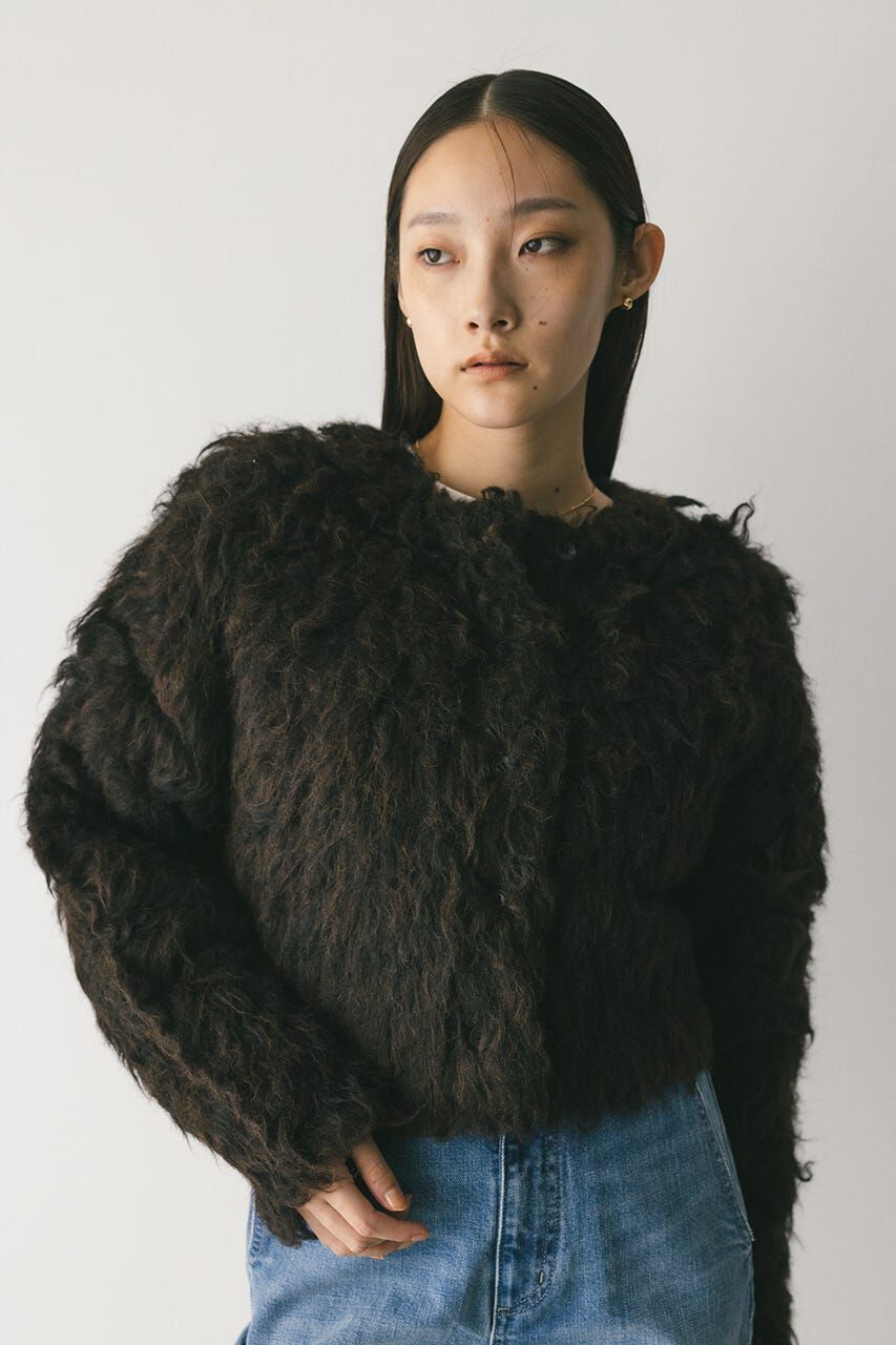 STYLEMIXER「メランジシャギーショートニットカーデ」|カーディガン|