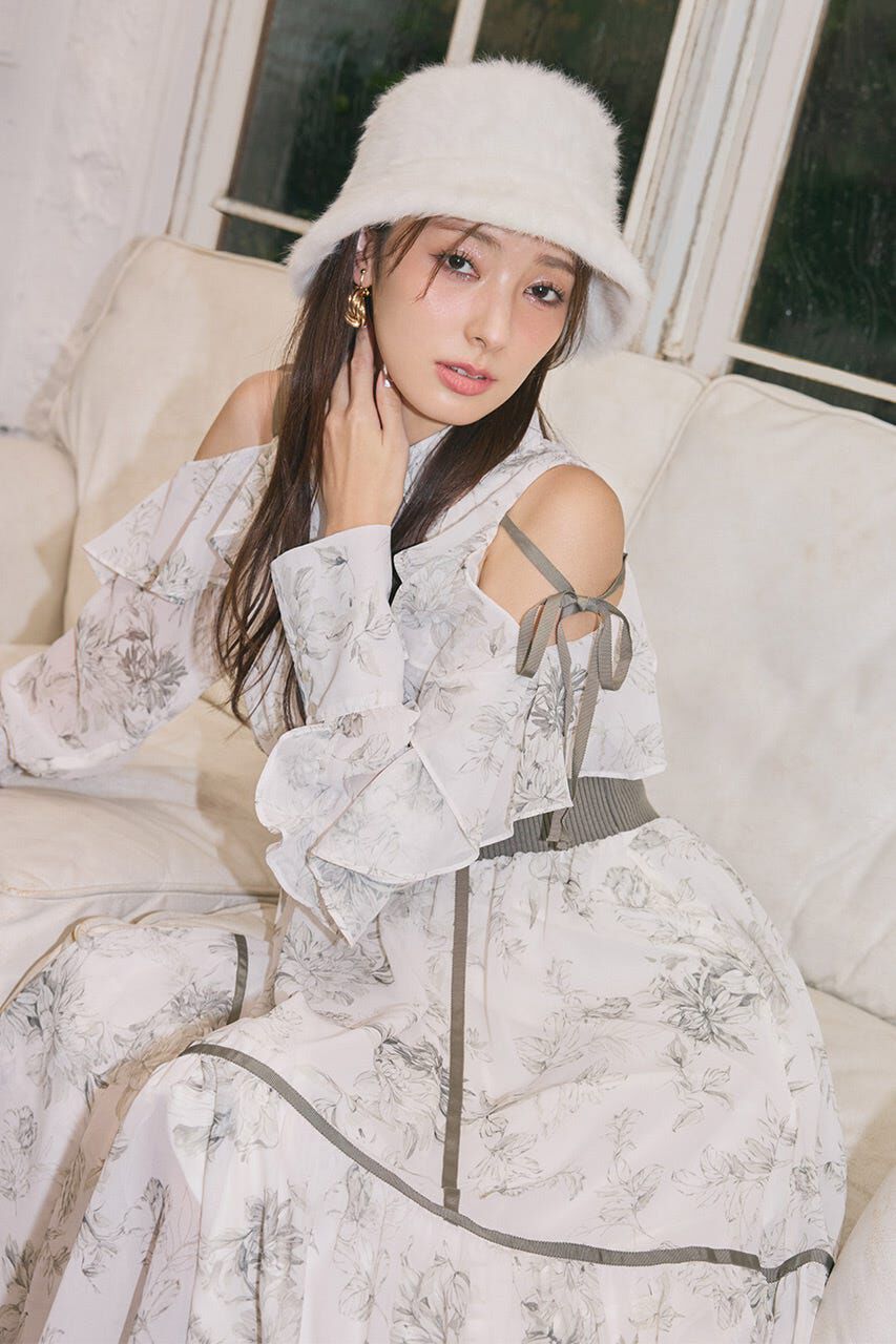 rienda「フリルスリーブニットドッキングワンピ」|ワンピース|