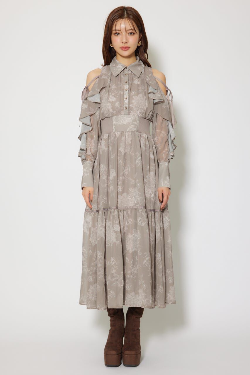 rienda「フリルスリーブニットドッキングワンピ」|ワンピース|