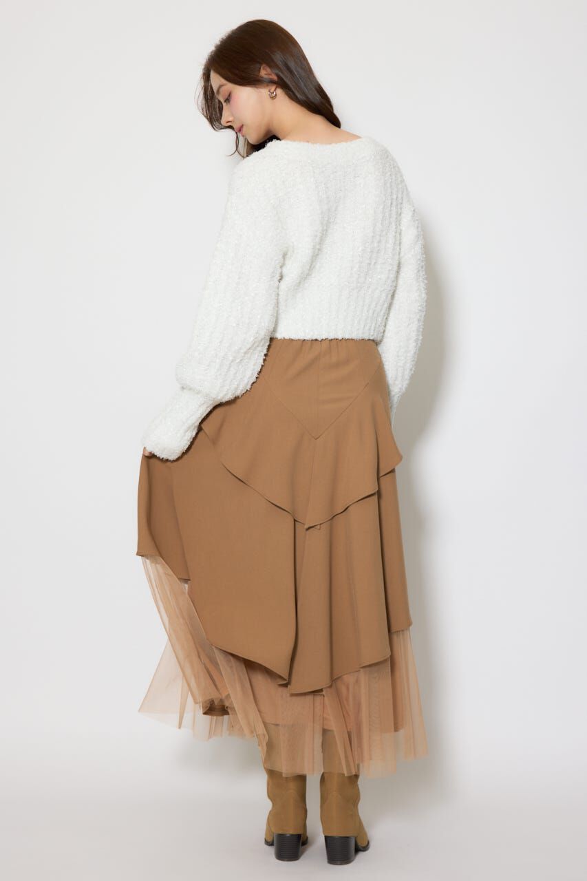 rienda「デザインボタンオフショルニットカーディガントップス」|ニット・セーター|