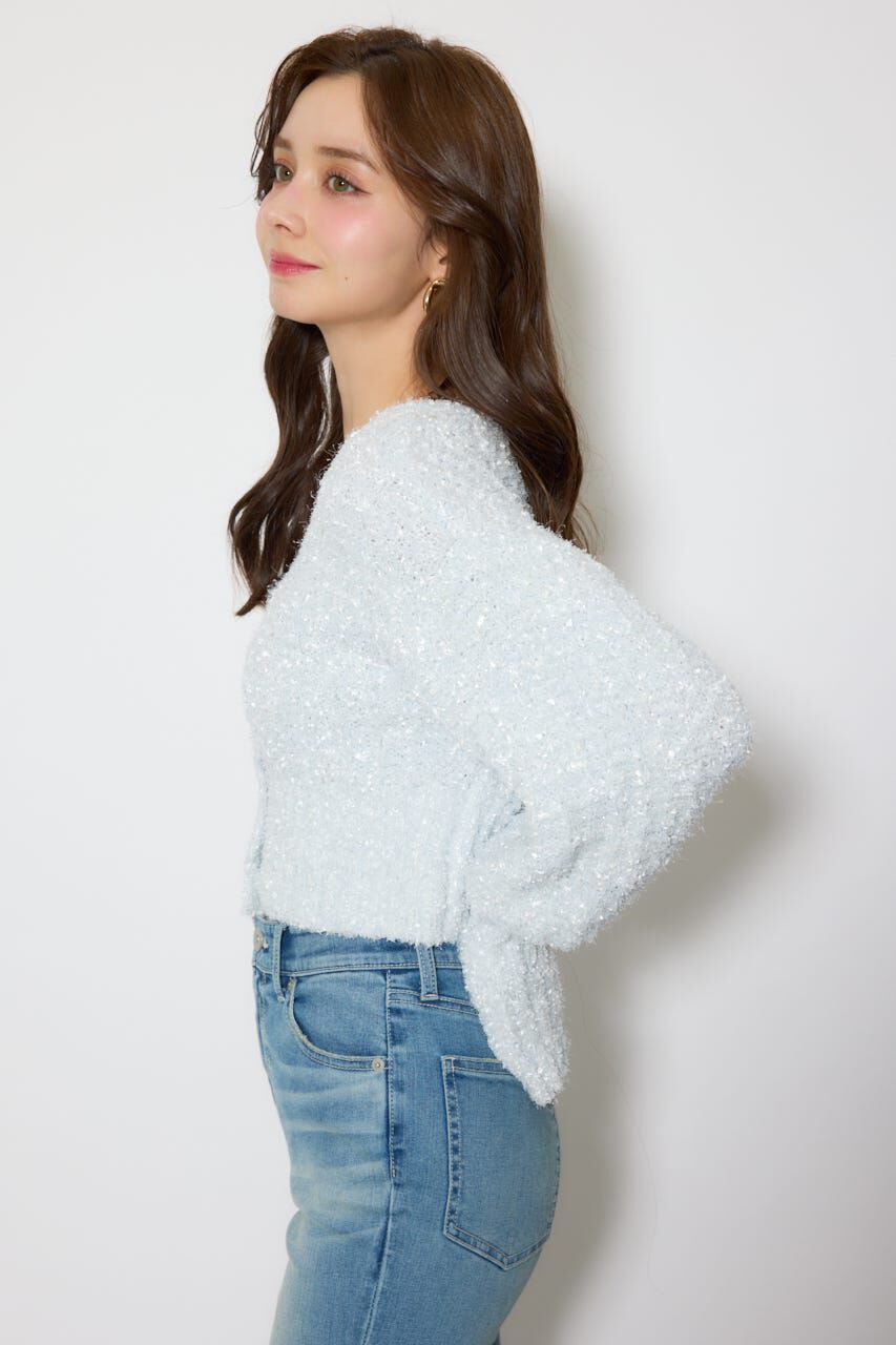 rienda「デザインボタンオフショルニットカーディガントップス」|ニット・セーター|