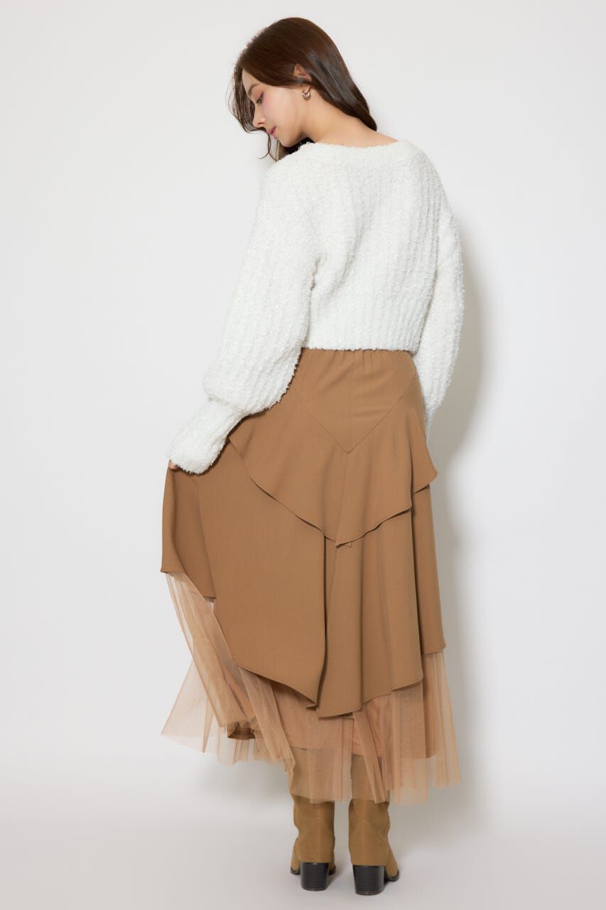 rienda「チュールレイヤードラッフルジャストウエストスカート」|スカート|